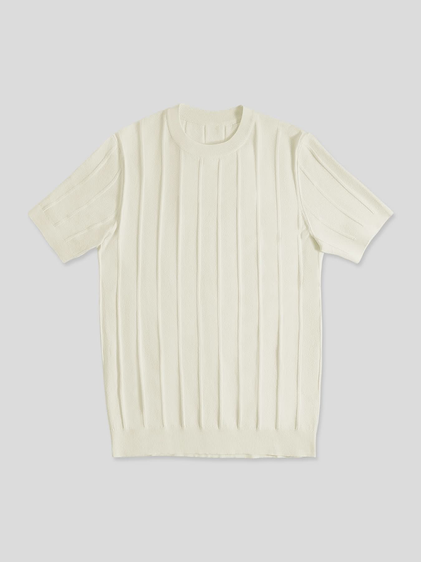 GentleKnit Breathable Striped Short Sleeve Knitted T-Shirt