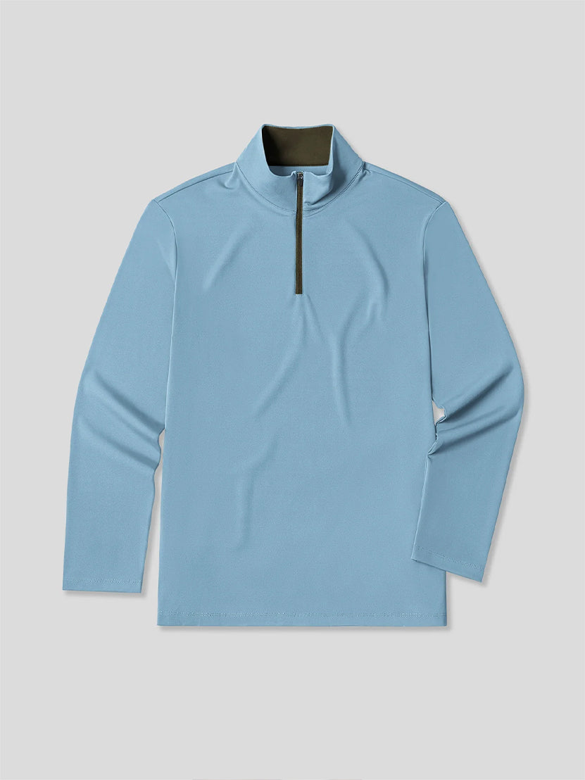 SmoothBlend Slim Fit Half Zip Mock Neck Tee: Zip Contrast Color |