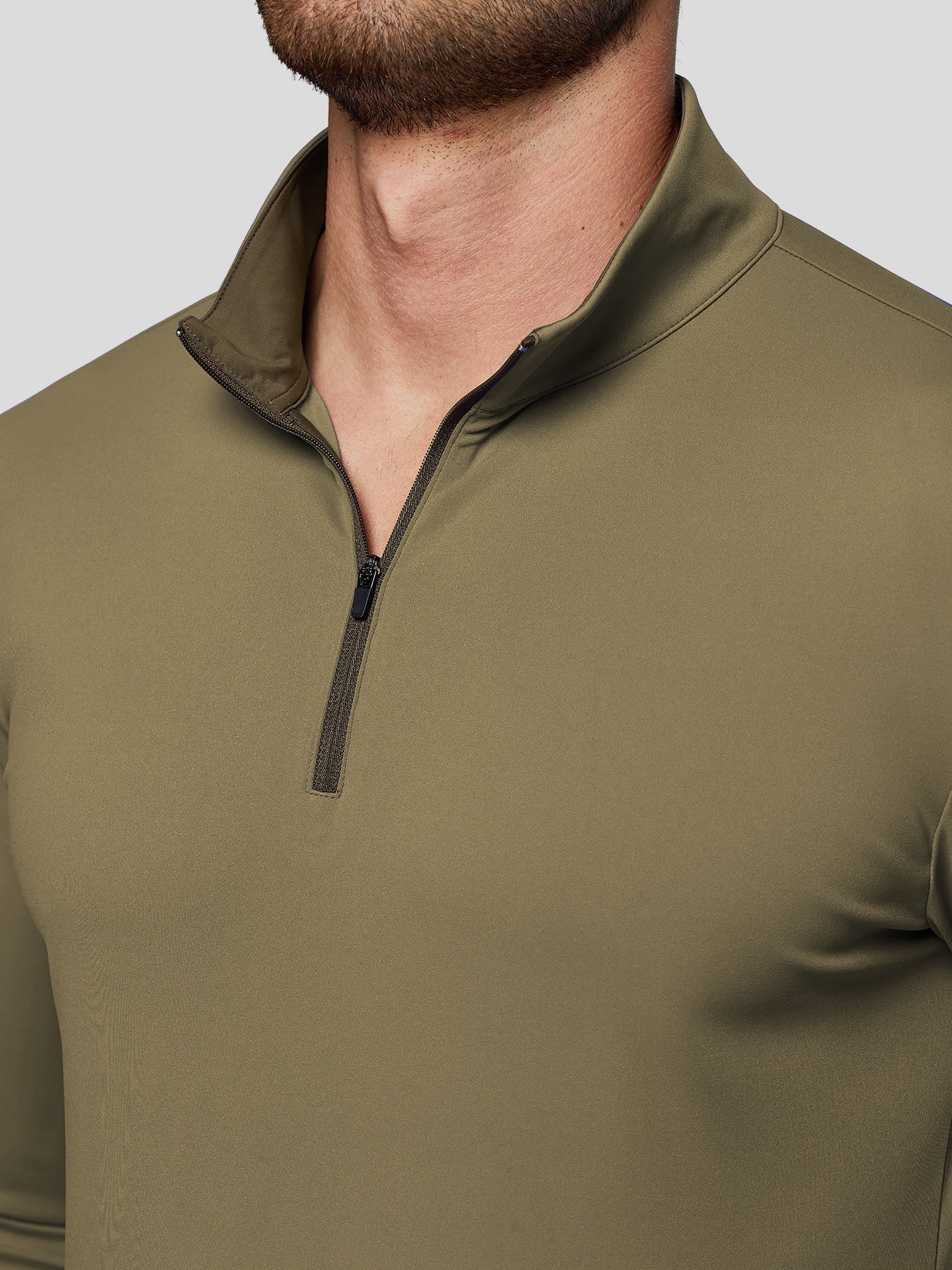 SmoothBlend Slim Fit Half Zip Mock Neck Tee: Zip Contrast Color sale