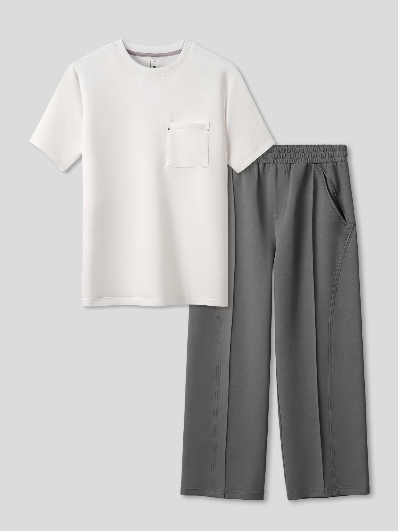 Modal Blend Pocket Tee And Cozyapscer Straight Leg Pant Set
