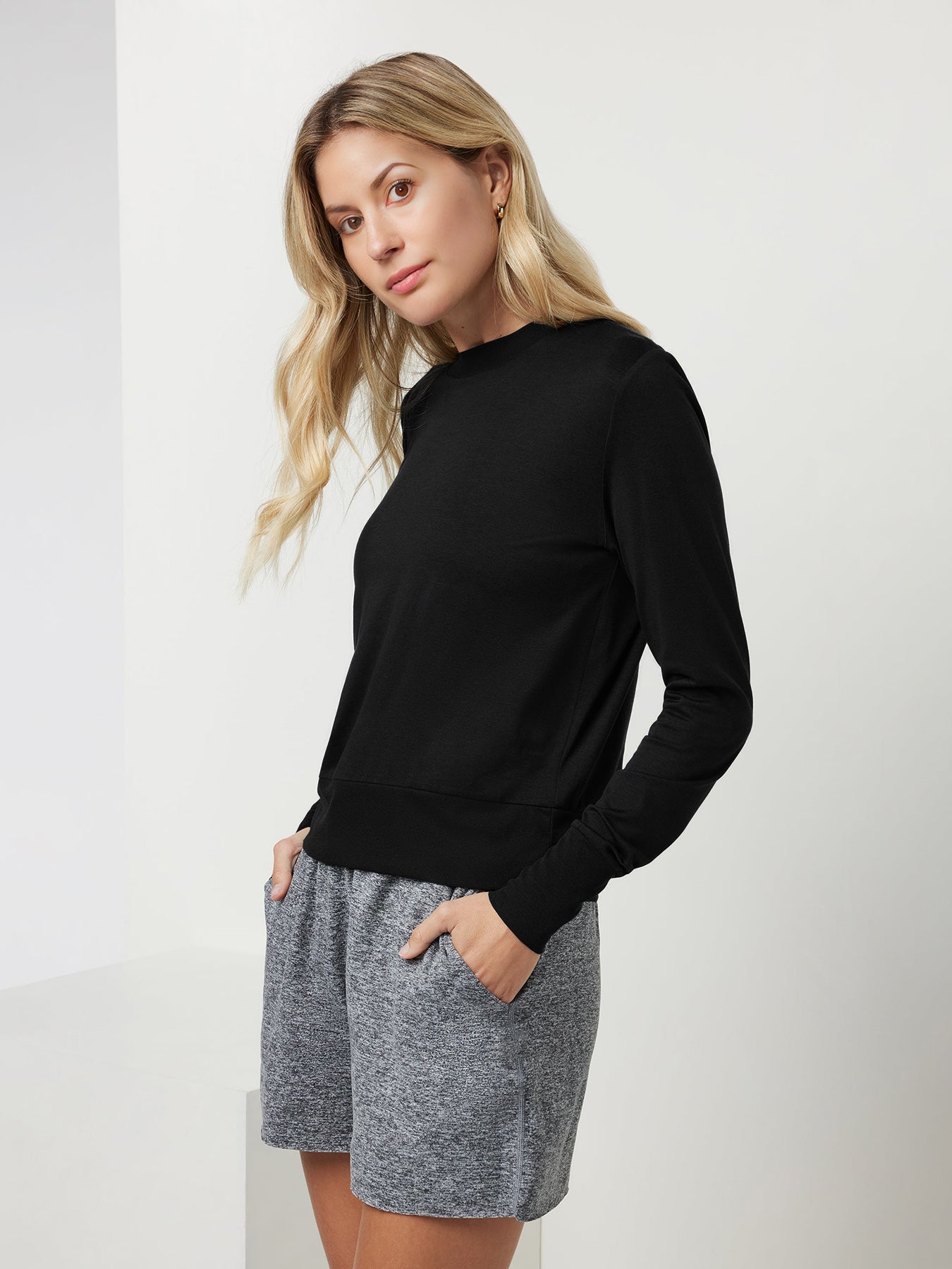 Women Velou Long Sleeve Tee and Wide Leg Pant Set