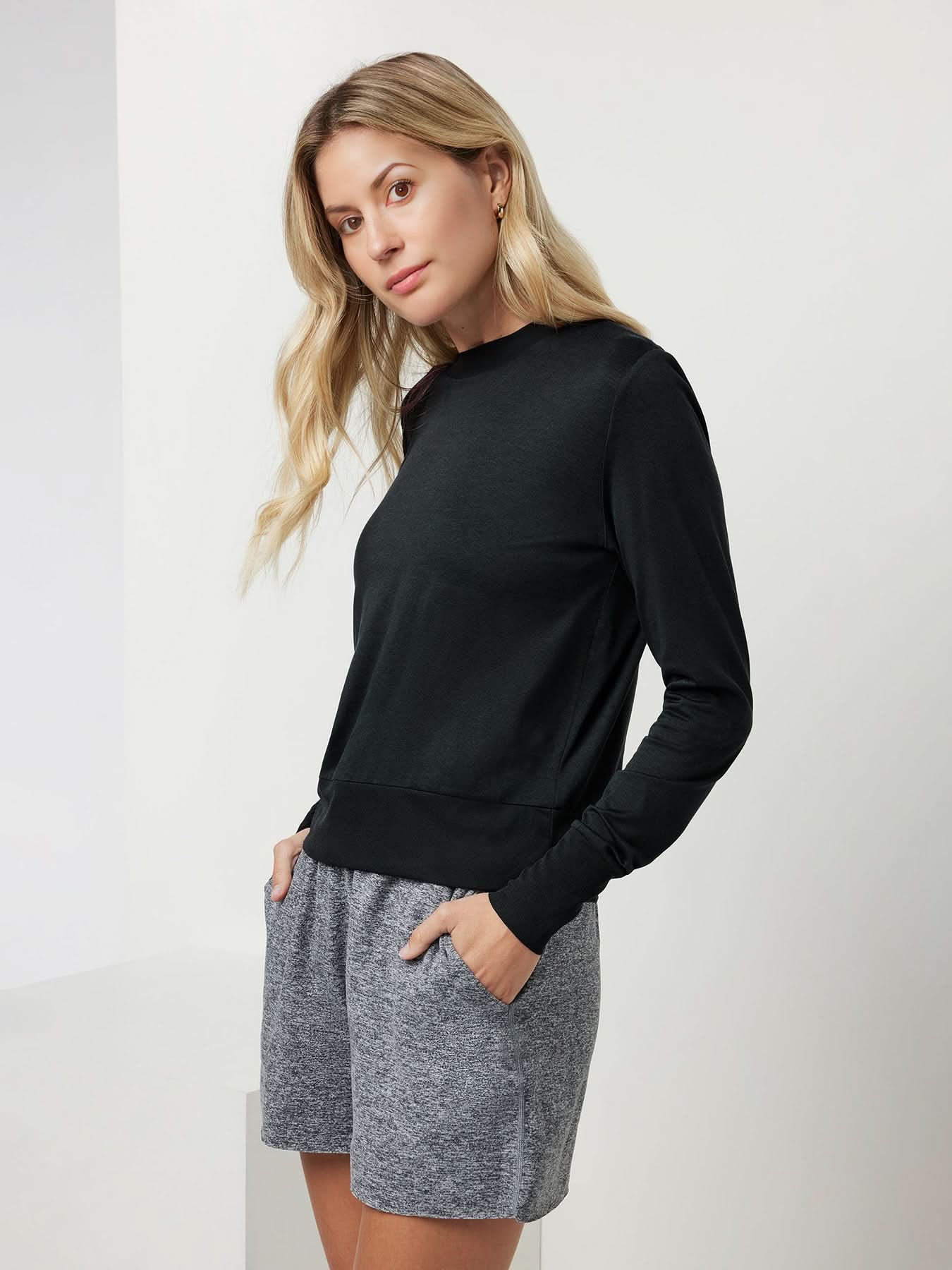 Women Velou Long Sleeve Tee and Wide Leg Pant Set