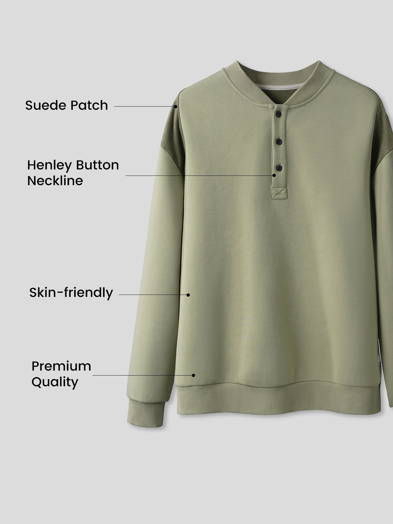 CozySpacer SuedePatch Button Sweatshirt