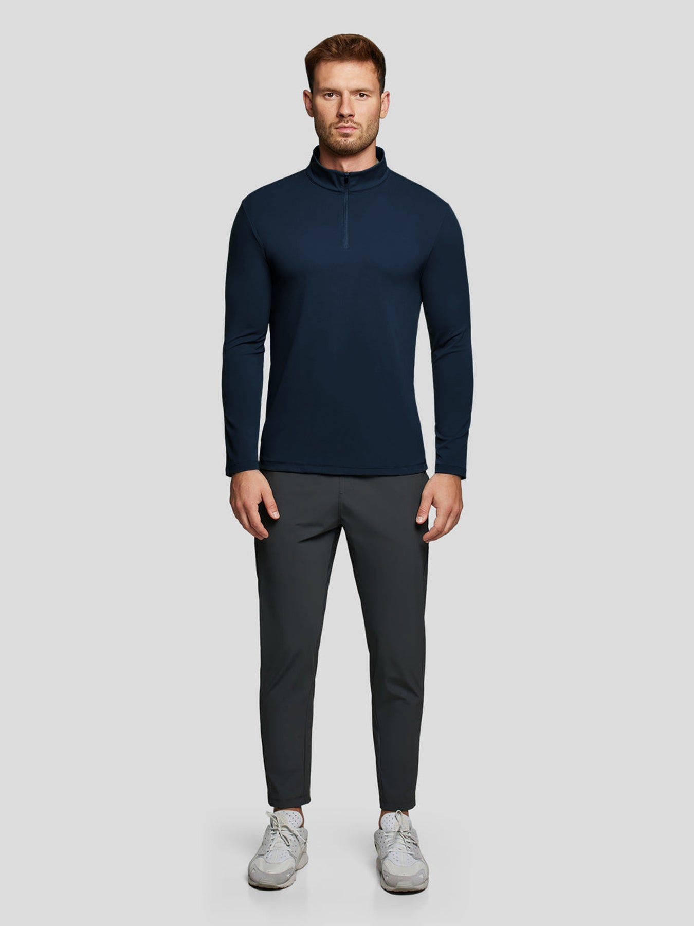 SmoothBlend Half Zip Mock Neck Tee: Zip Same Color