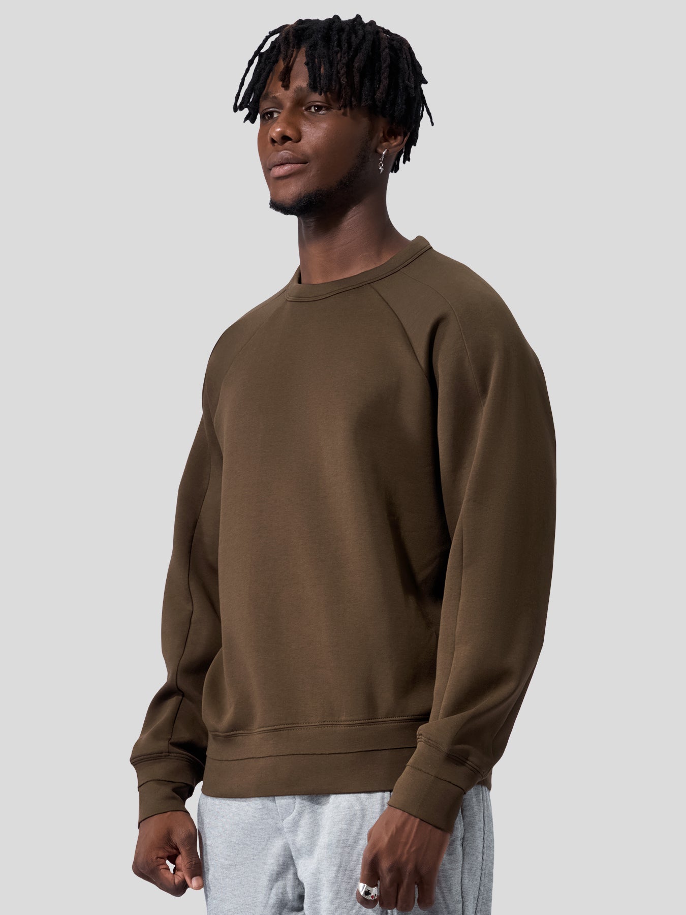 Modal Blend Raglan Sweatshirt Soft Stretch Leisure