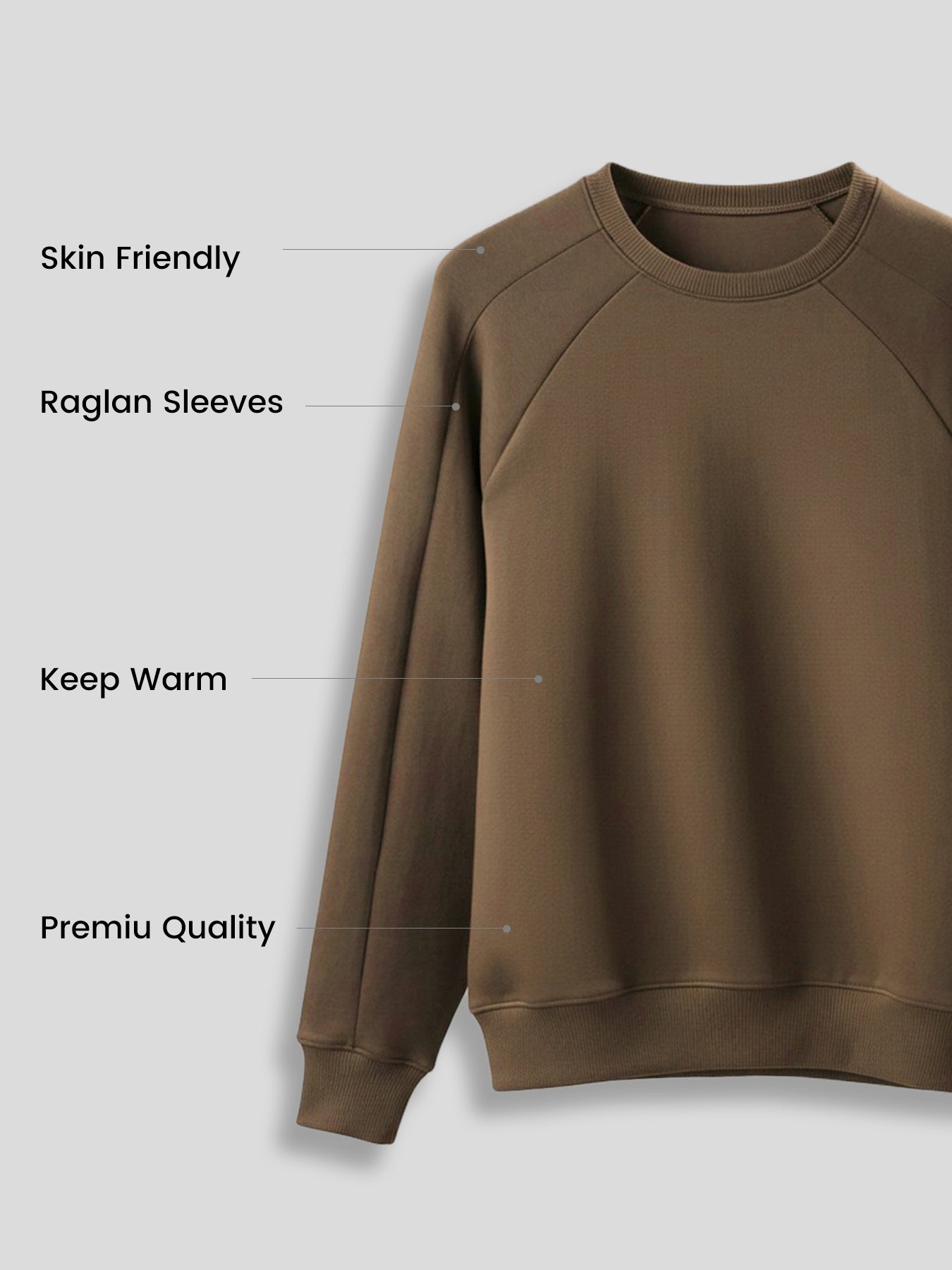 Modal Blend Raglan Sweatshirt Soft Stretch Leisure