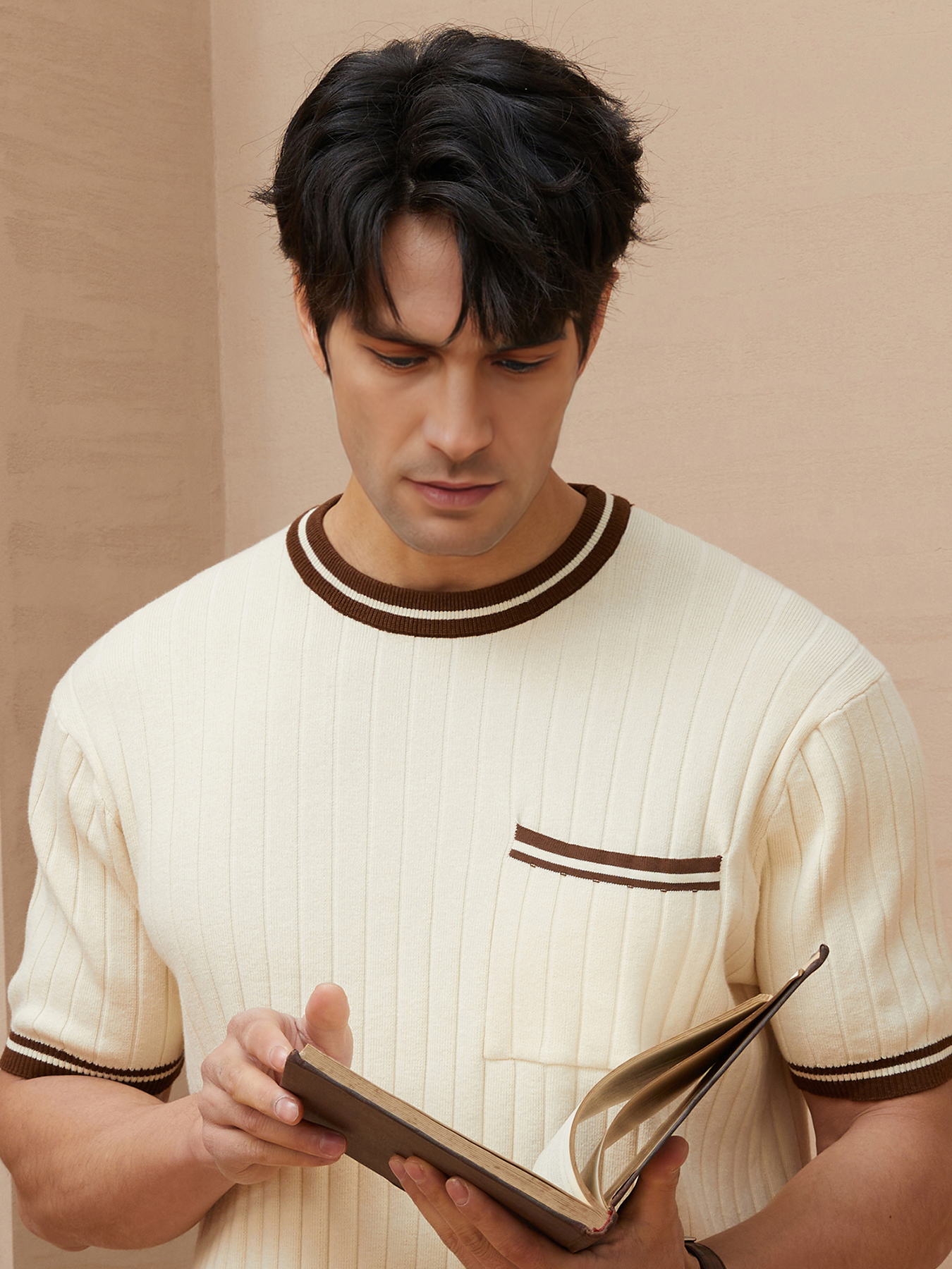 GentleKnit Vintage Style Short Sleeve Knitted T-Shirt