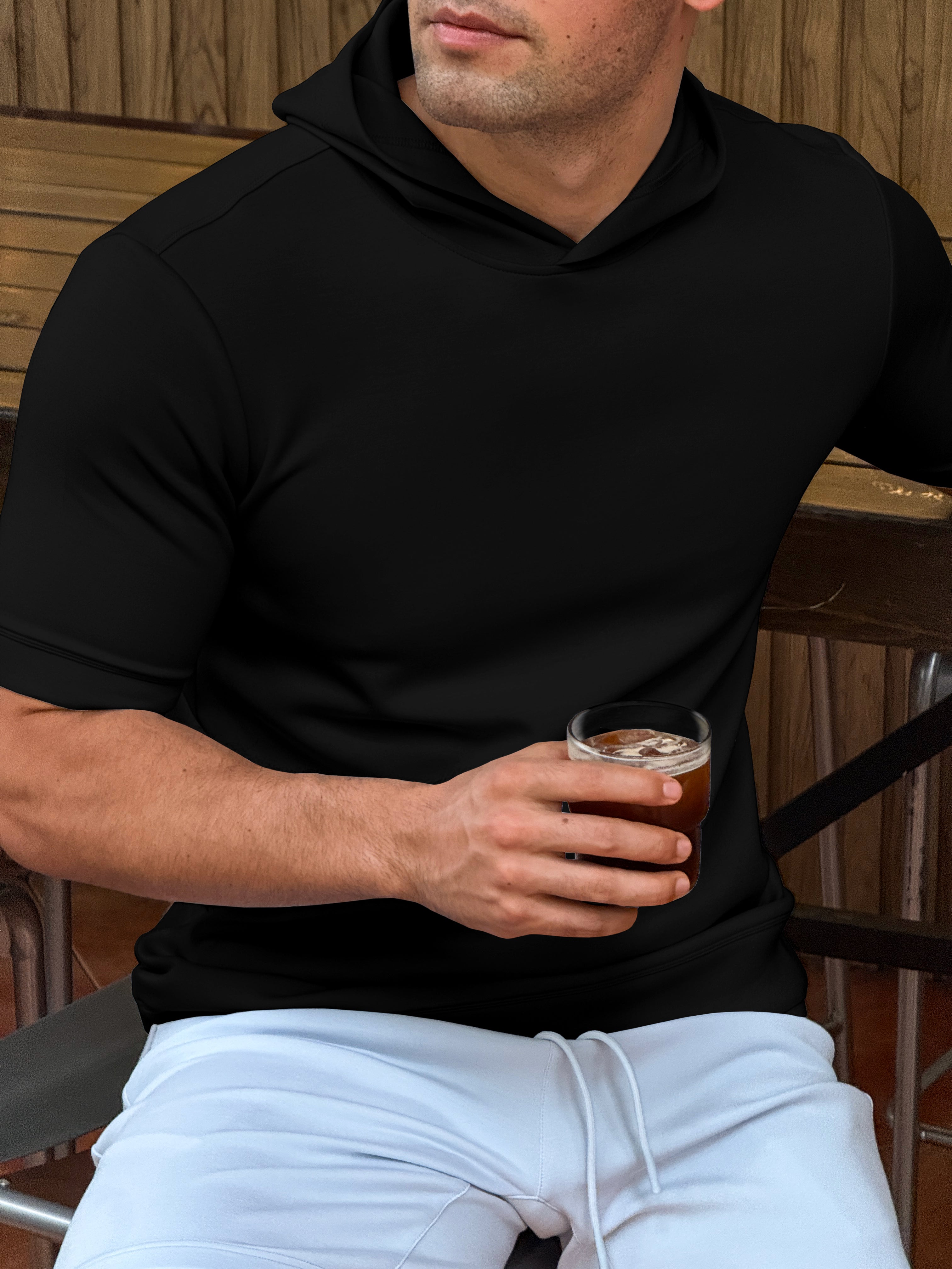 Modal Blend Short Sleeve Hoodie