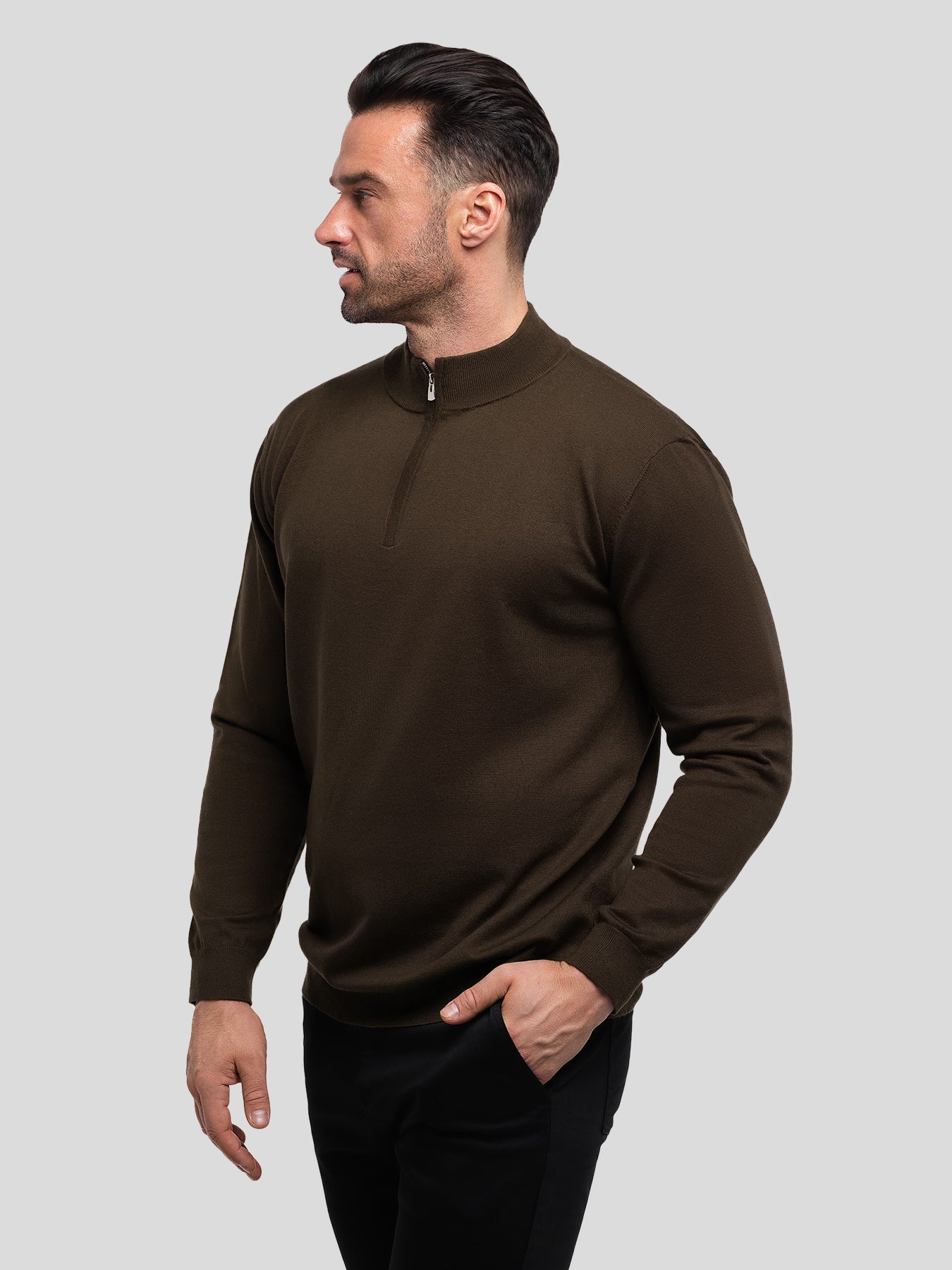 GentleKnit Washable Half Zip Mock Neck Sweater