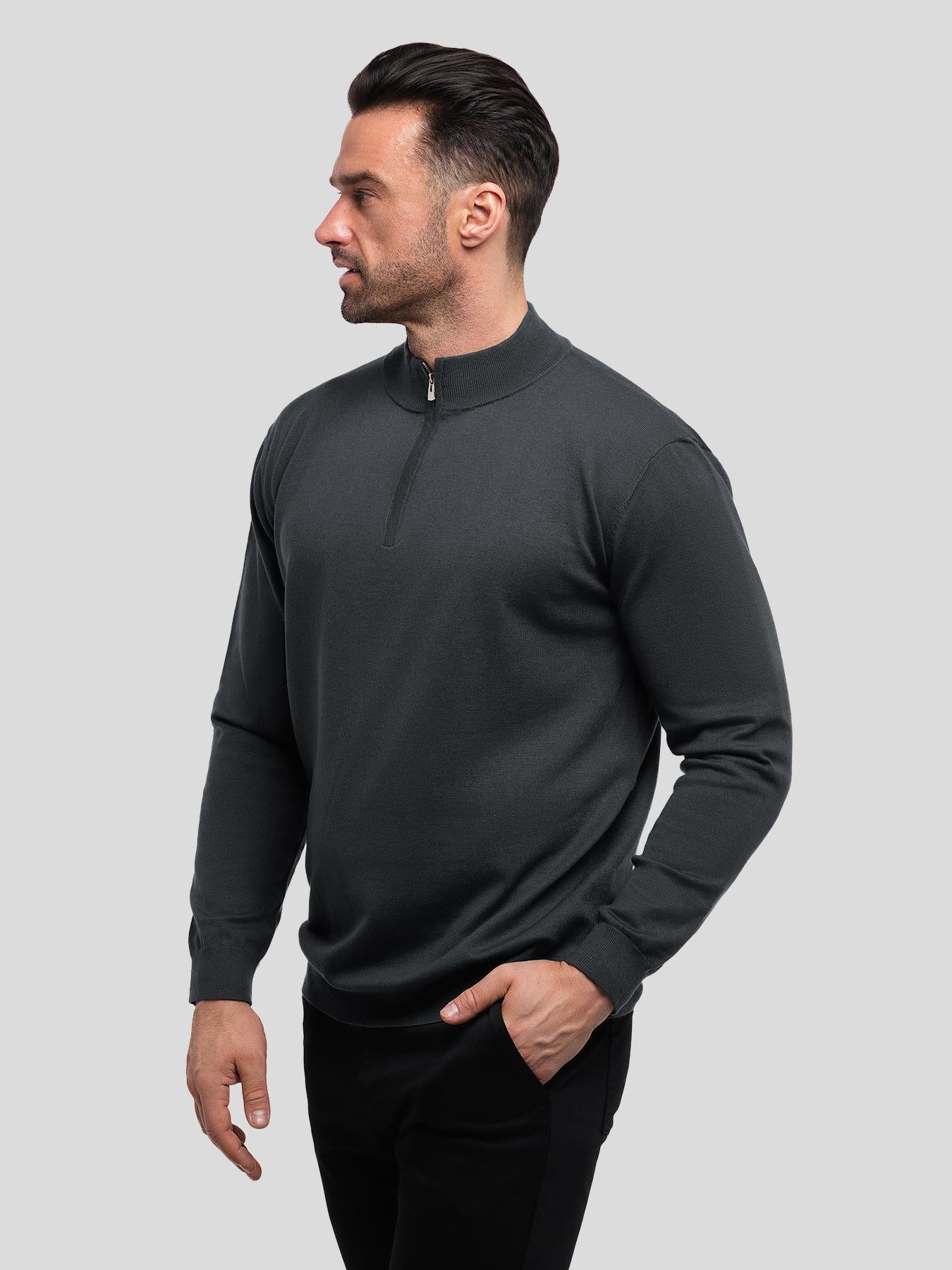 GentleKnit Washable Half Zip Mock Neck Sweater
