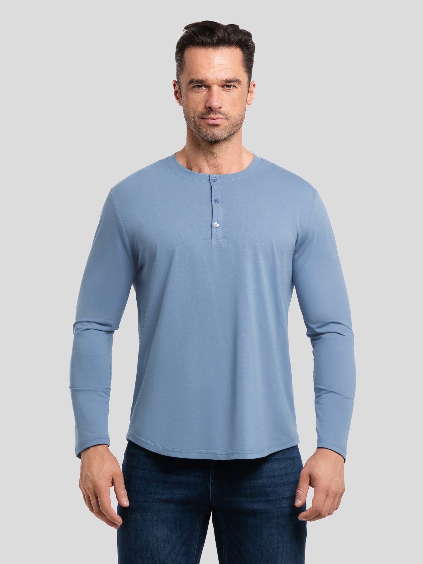 StaySmooth Long Sleeve Henley Drop-Cut Tee