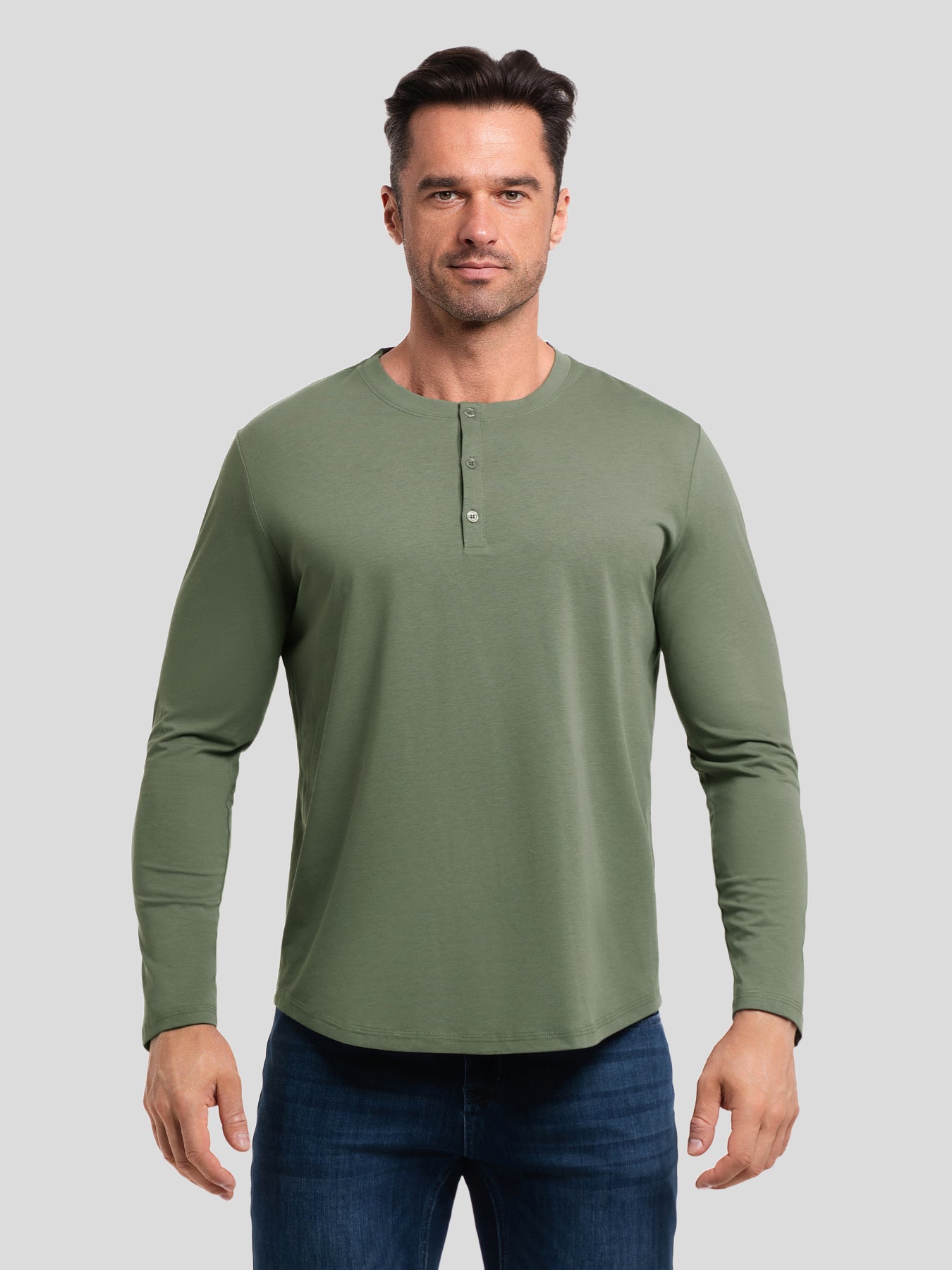 StaySmooth Long Sleeve Henley Drop-Cut Tee