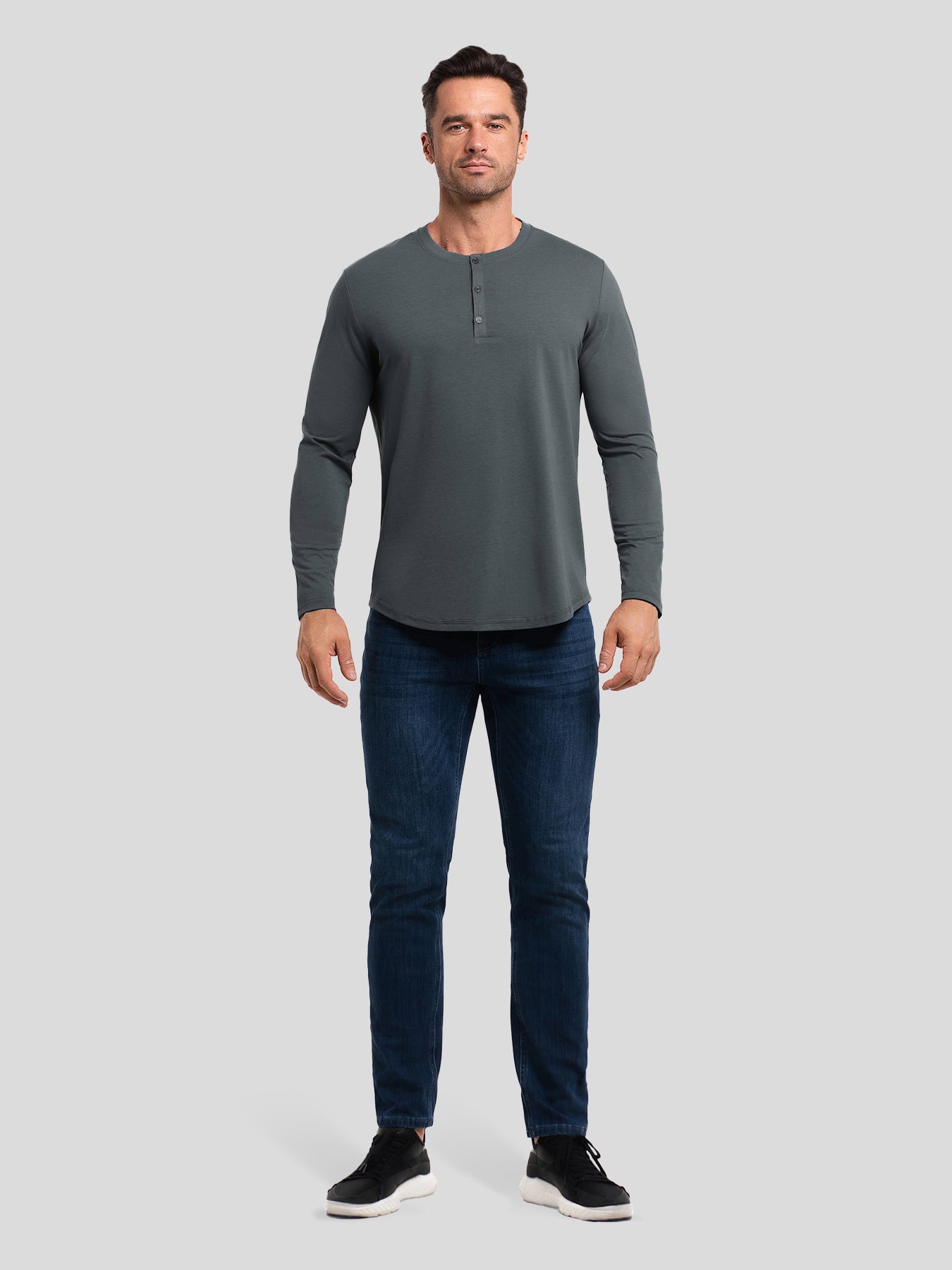 StaySmooth Long Sleeve Henley Drop-Cut Tee