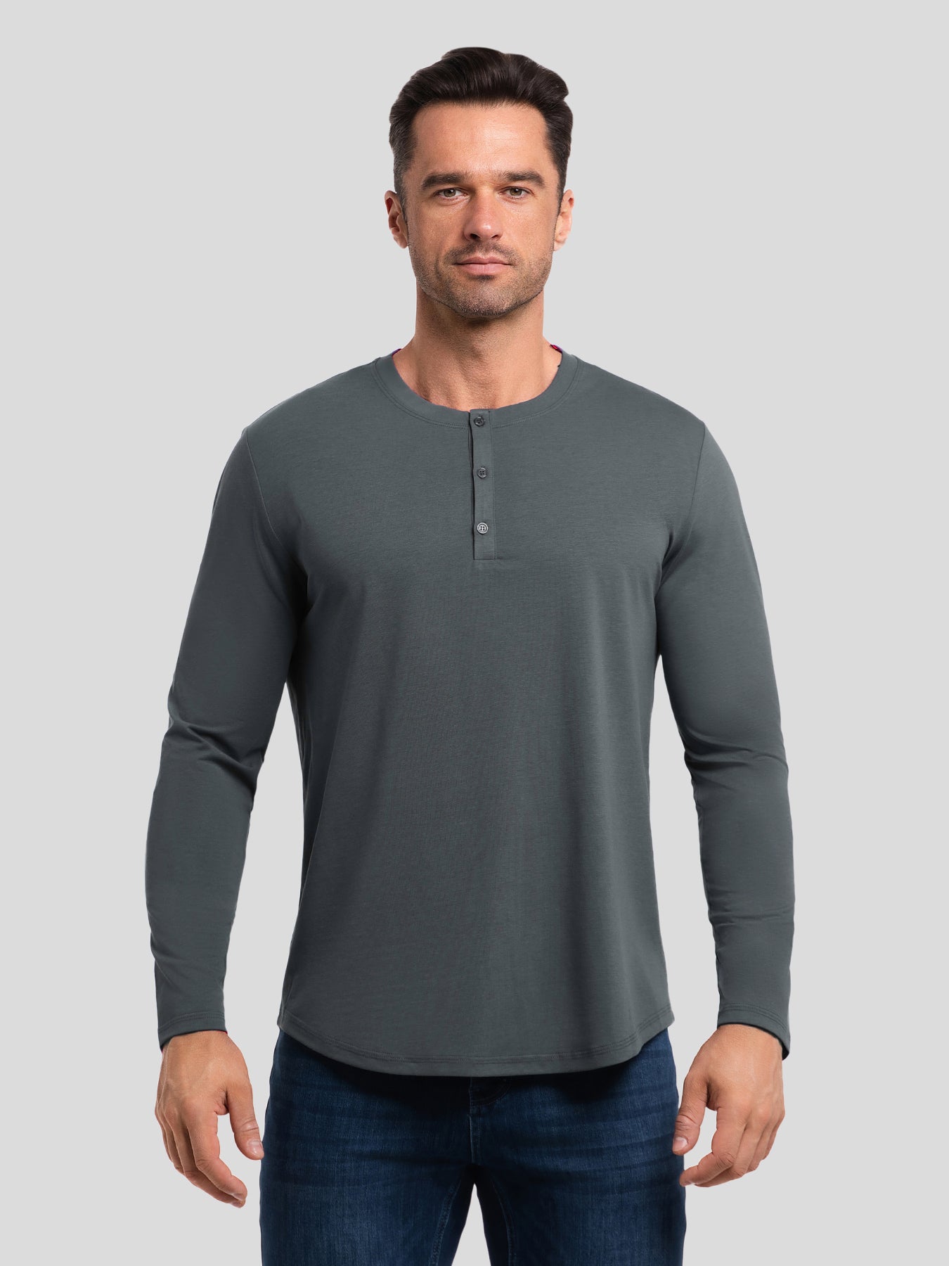 StaySmooth Long Sleeve Henley Drop-Cut Tee