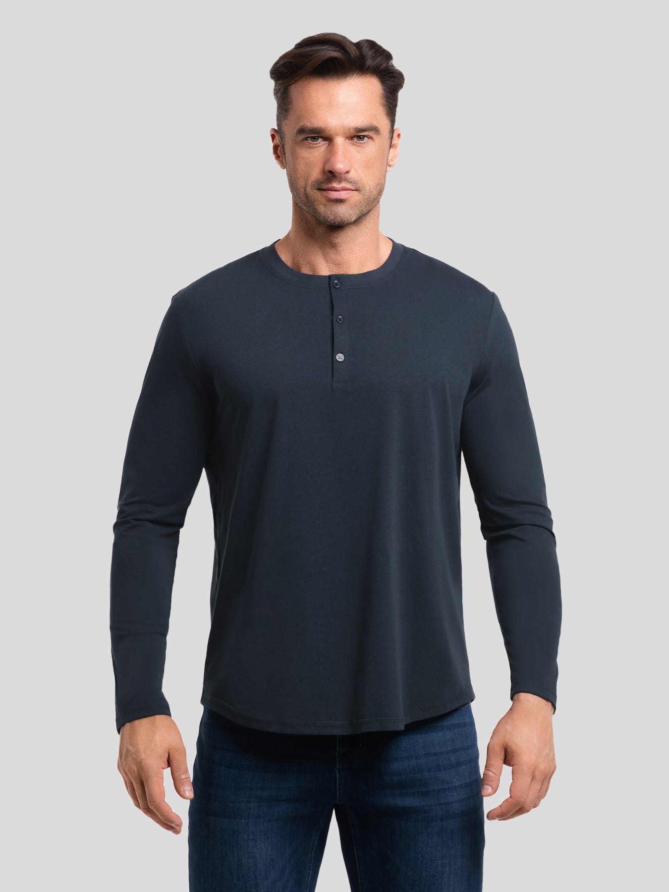 StaySmooth Long Sleeve Henley Drop-Cut Tee
