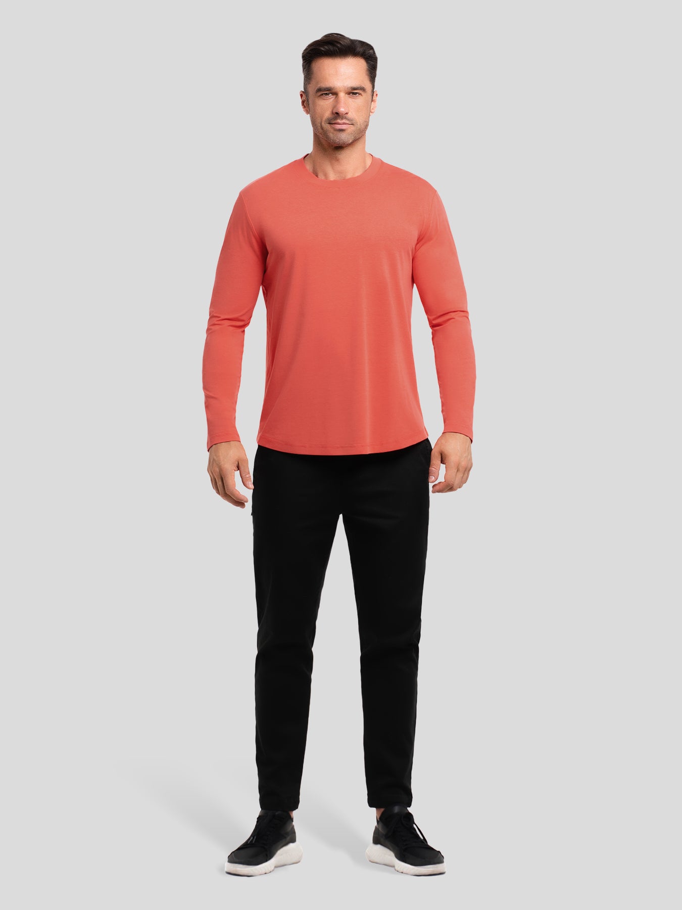 StaySmooth Long Sleeve Curve Hem Tee: Slim Fit
