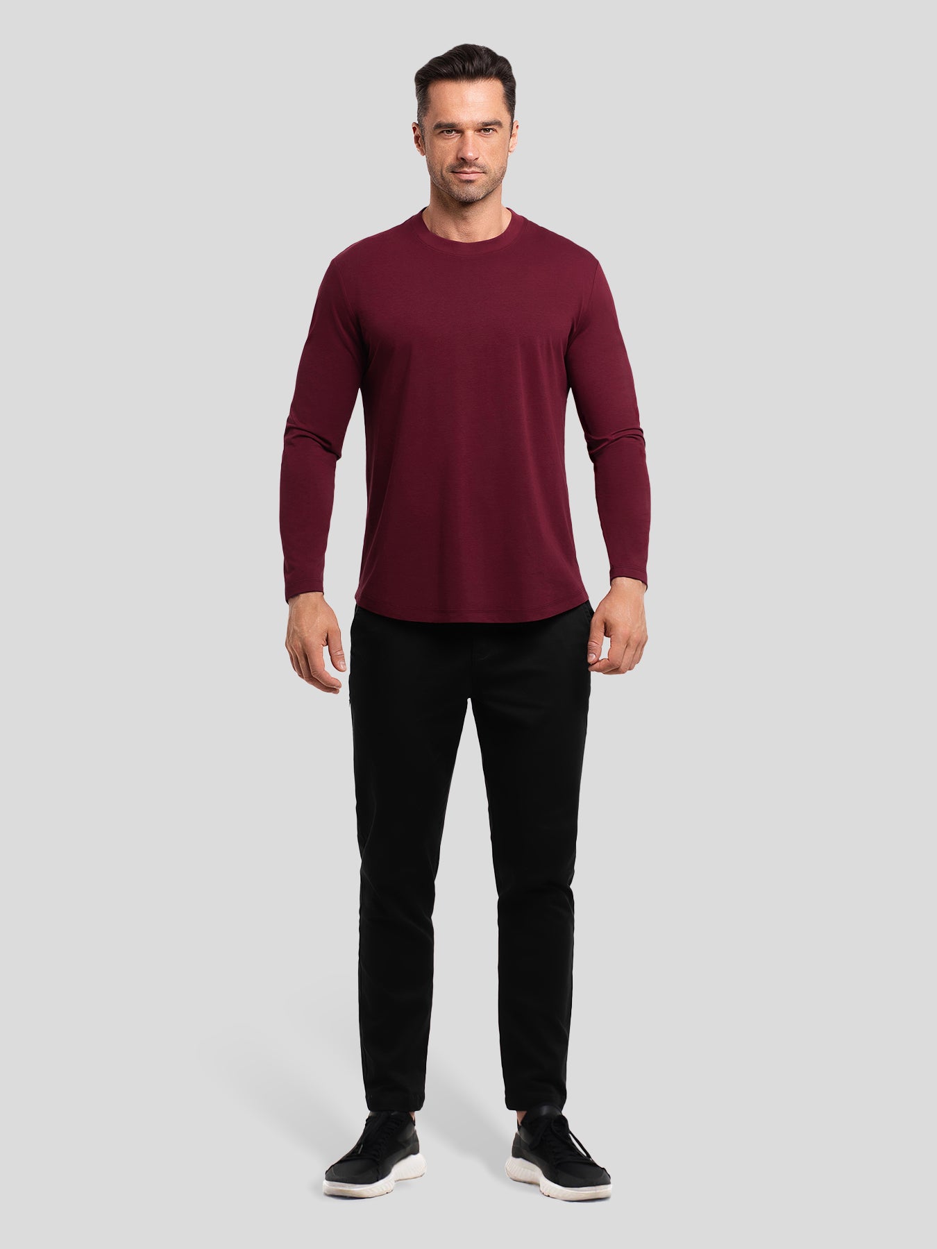 StaySmooth Long Sleeve Curve Hem Tee: Slim Fit