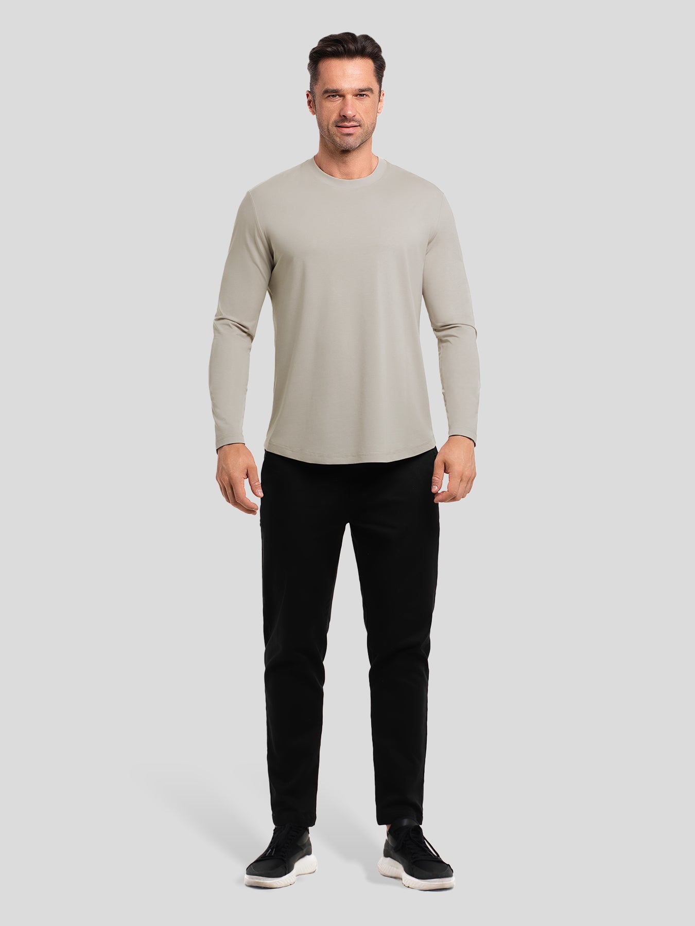 StaySmooth Long Sleeve Curve Hem Tee: Slim Fit