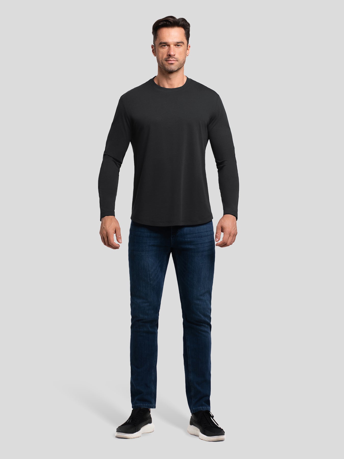 StaySmooth Long Sleeve Curve Hem Tee: Slim Fit