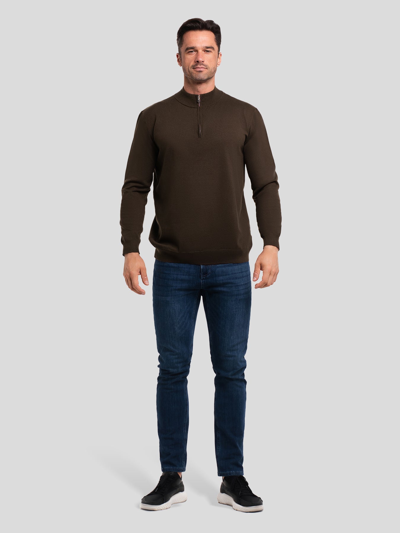 GentleKnit Washable Half Zip Mock Neck Sweater