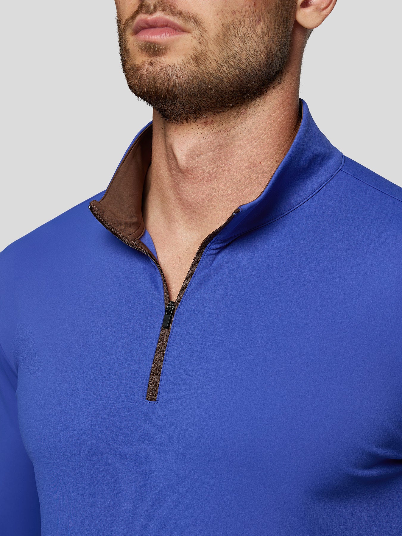SmoothBlend Slim Fit Half Zip Mock Neck Tee: Zip Contrast Color sale