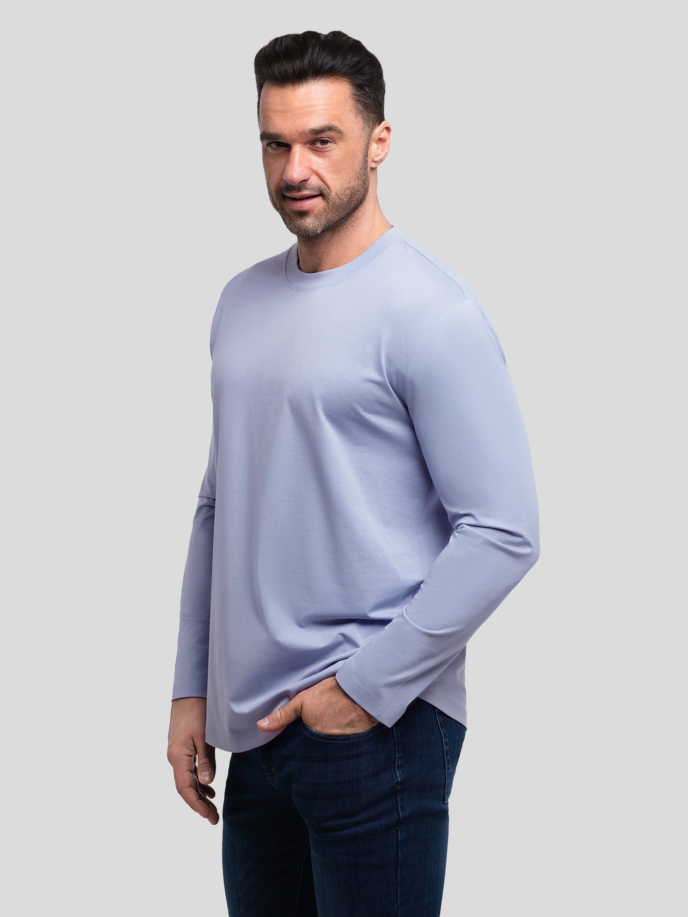 StaySmooth Long Sleeve Curve Hem Tee:Classic Fit