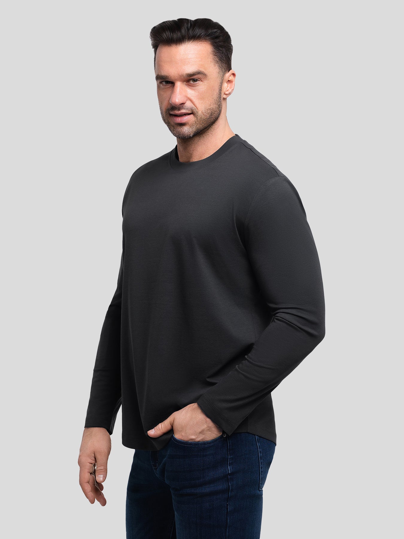 StaySmooth Long Sleeve Curve Hem Tee:Classic Fit