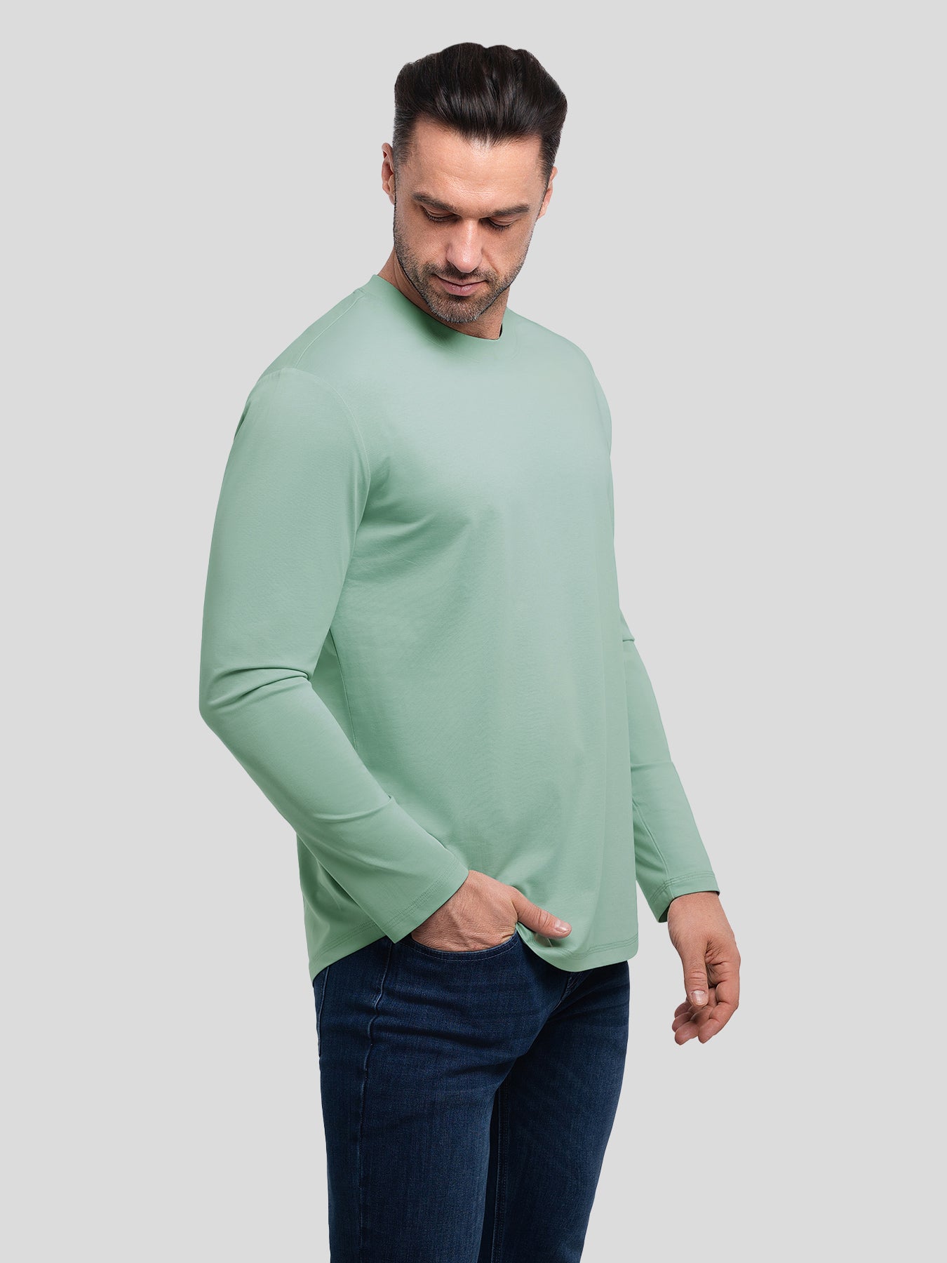 StaySmooth Long Sleeve Curve Hem Tee: Slim Fit