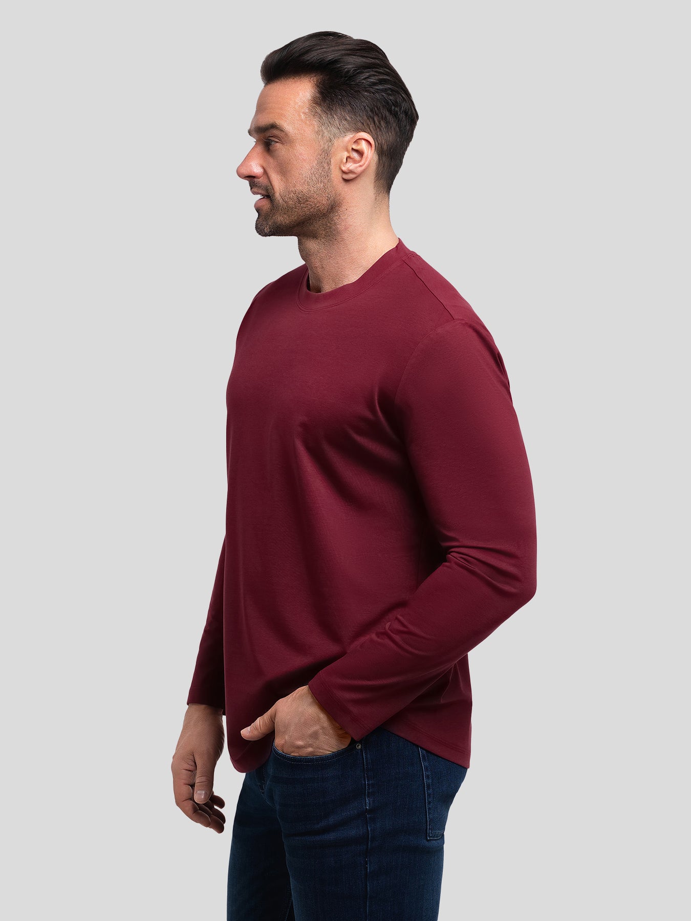 StaySmooth Long Sleeve Curve Hem Tee: Slim Fit