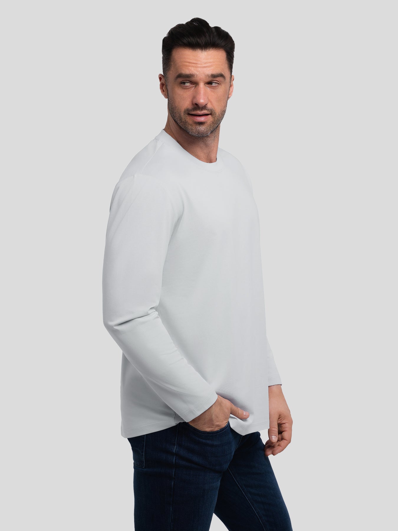 StaySmooth Long Sleeve Curve Hem Tee: Slim Fit