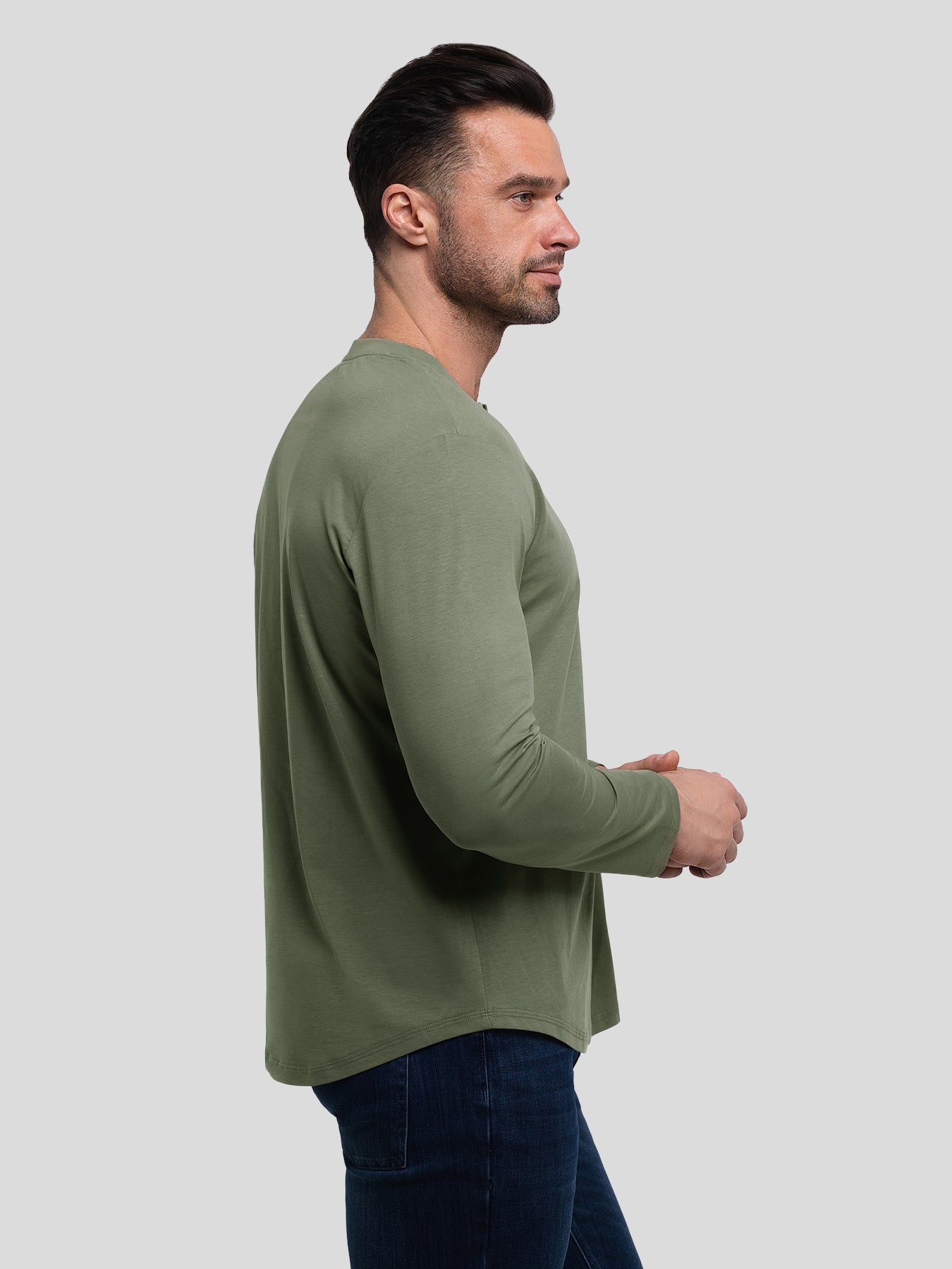 StaySmooth Langarm-Henley-T-Shirt mit Drop-Cut