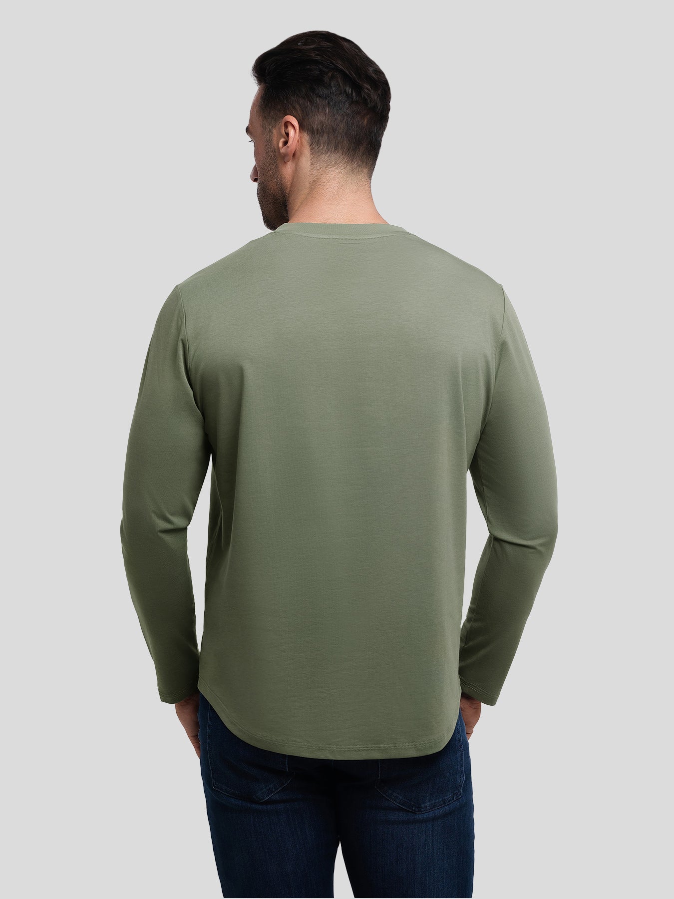 StaySmooth Long Sleeve Henley Drop-Cut Tee