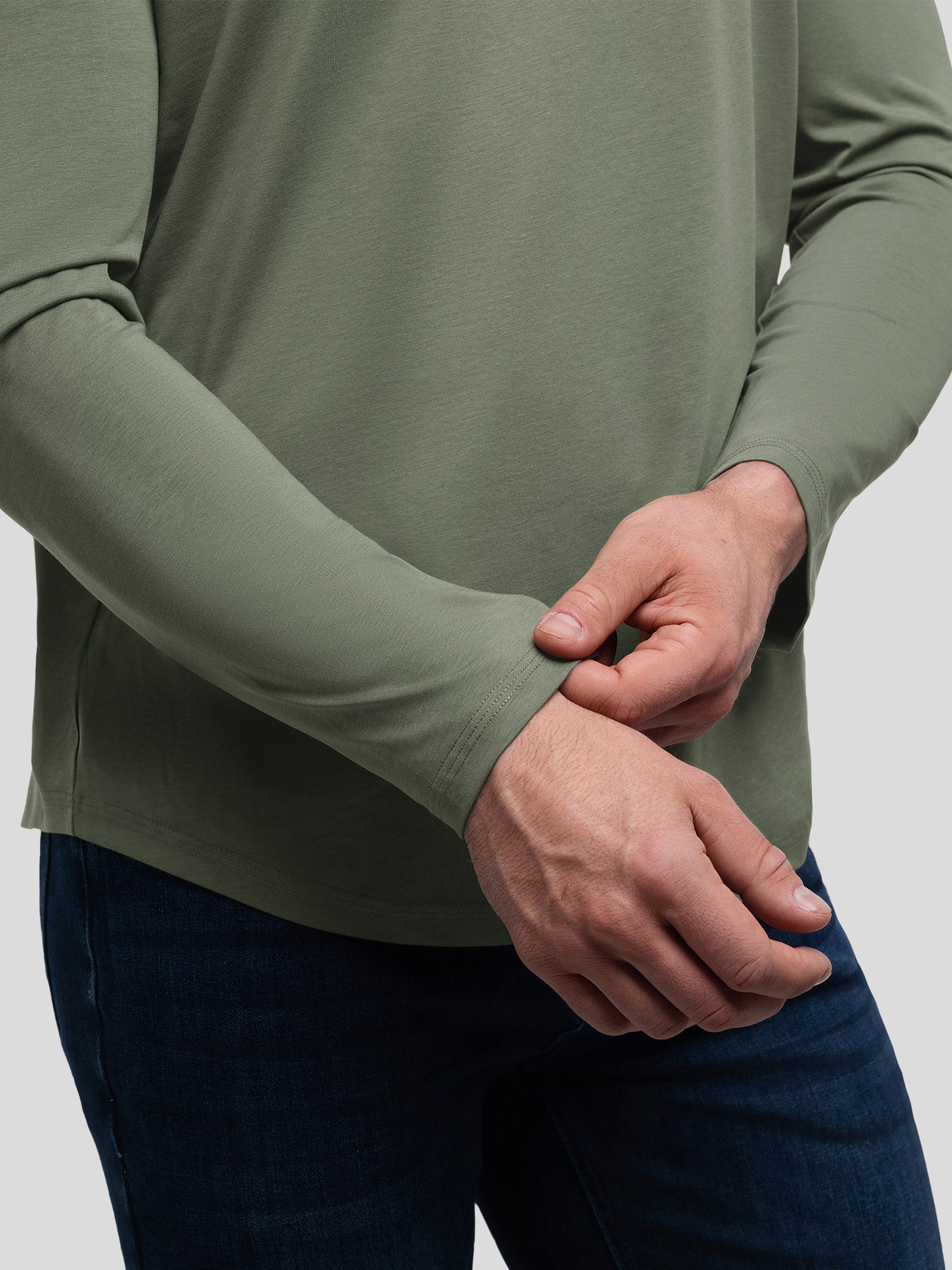 StaySmooth Long Sleeve Henley Drop-Cut Tee