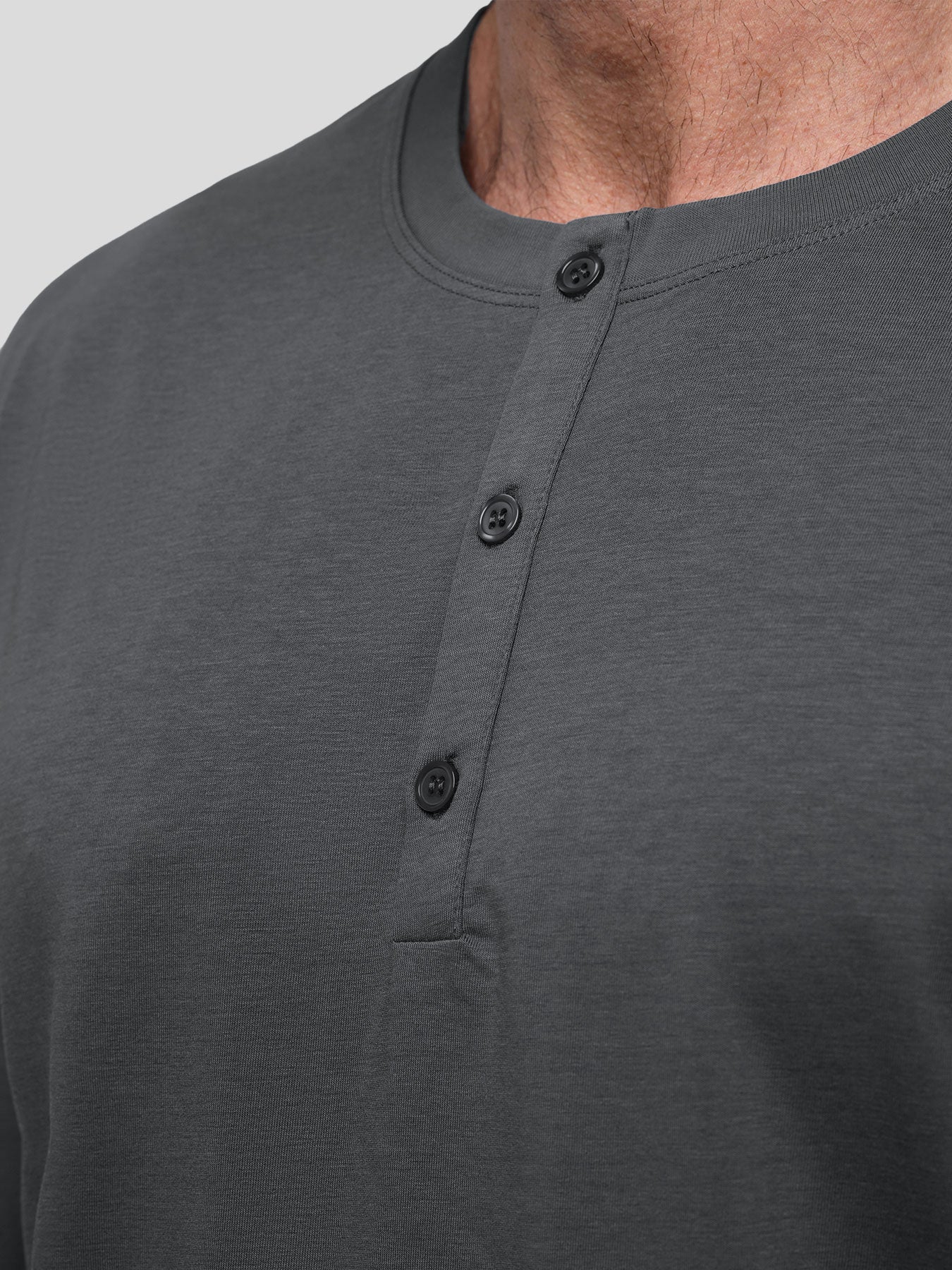 StaySmooth Long Sleeve Henley Drop-Cut Tee