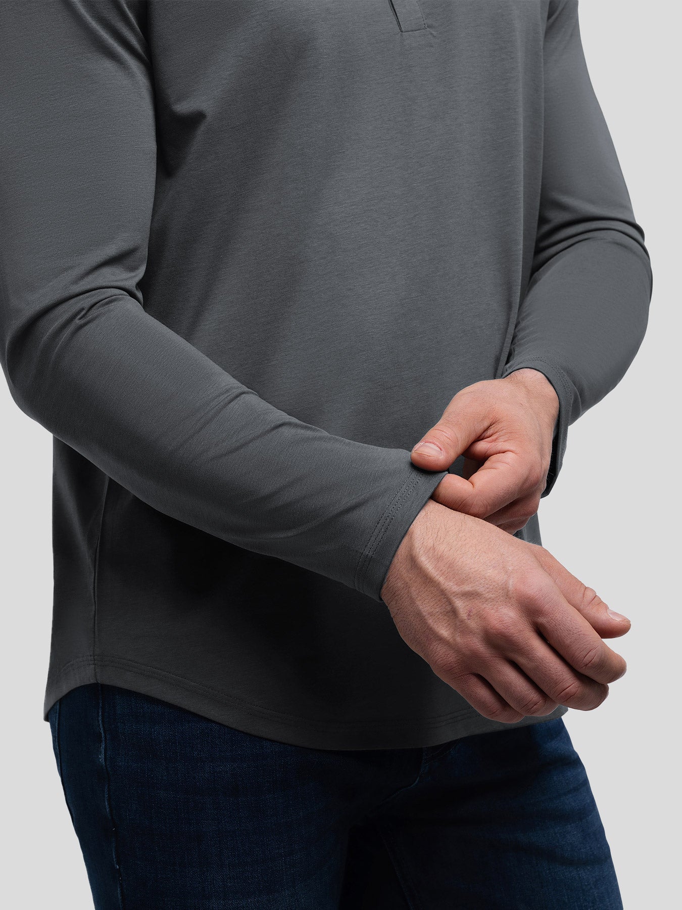 StaySmooth Long Sleeve Henley Drop-Cut Tee