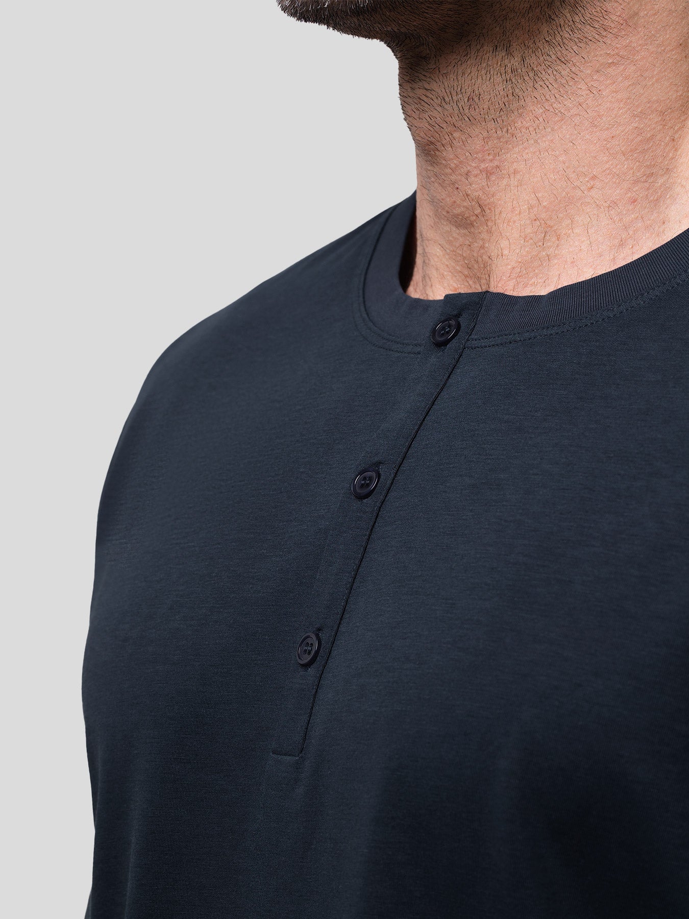 StaySmooth Long Sleeve Henley Drop-Cut Tee