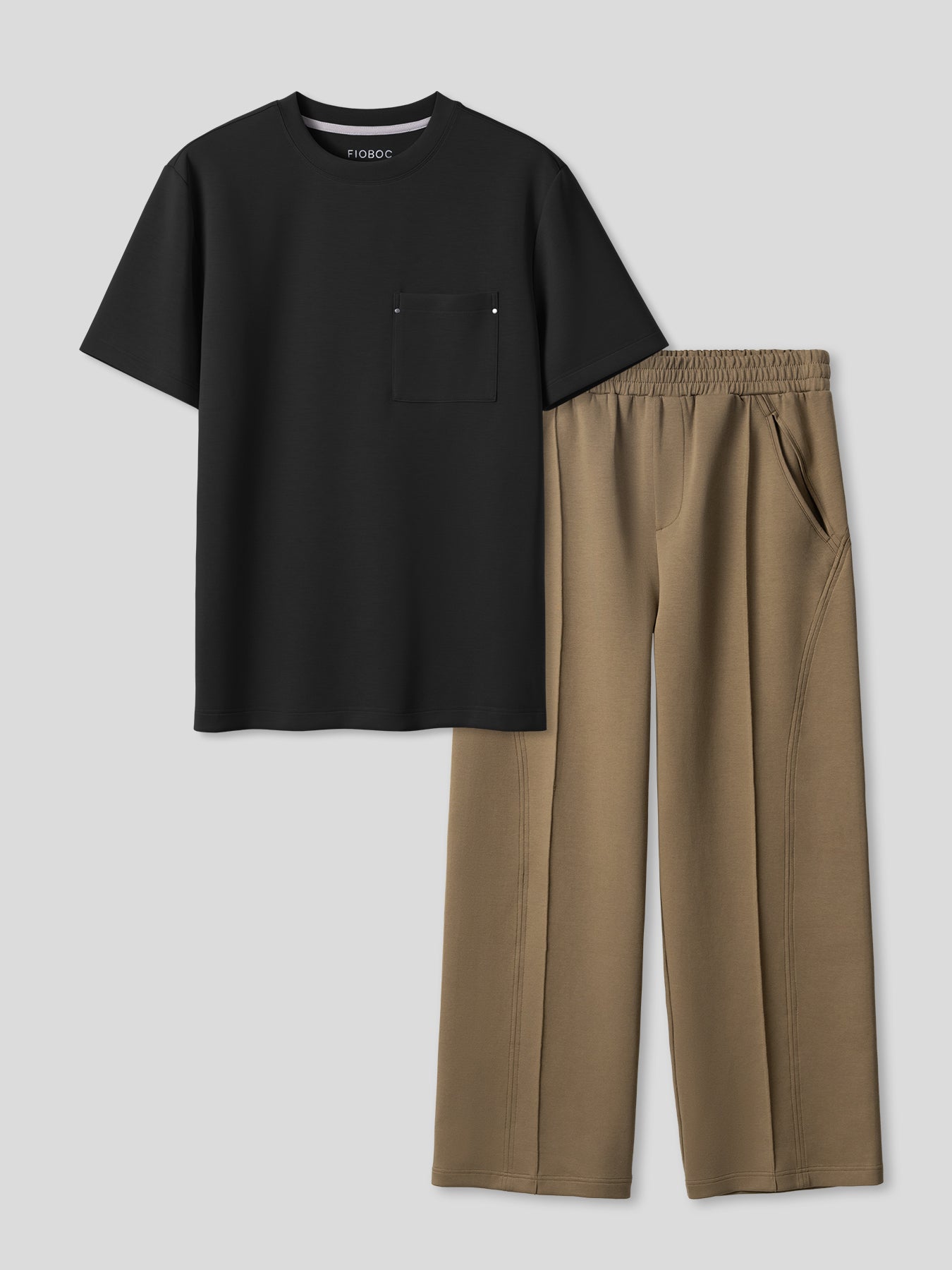 Modal Blend Pocket Tee And Cozyapscer Straight Leg Pant Set