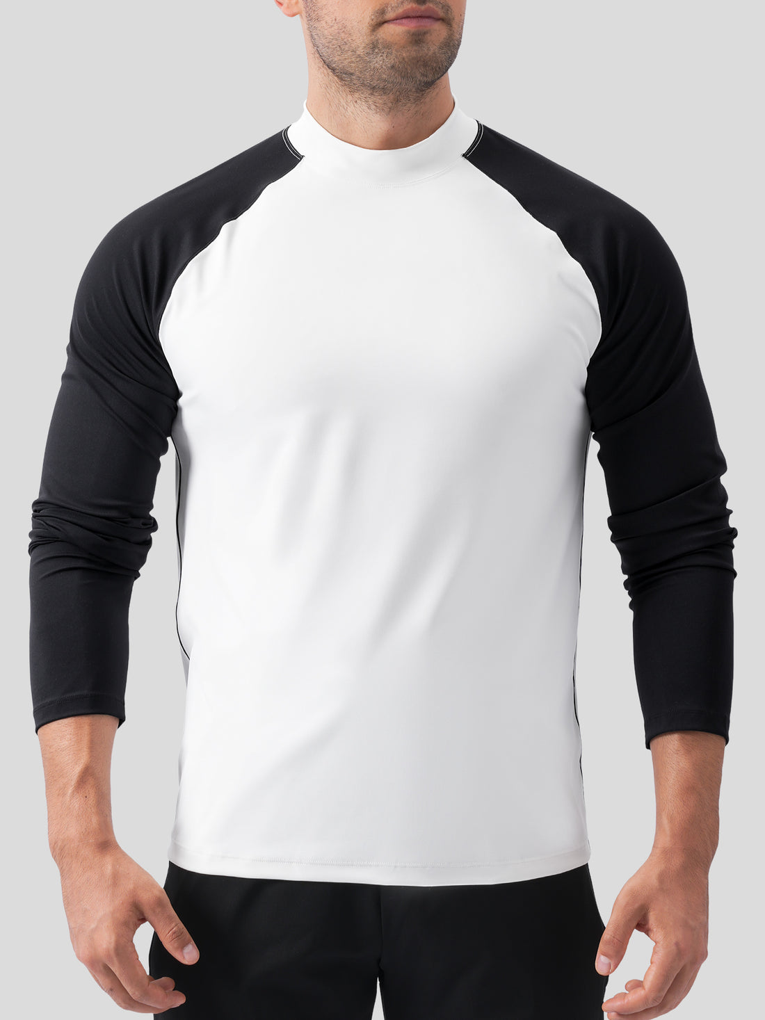 SmoothBlend Contract Color Mock Neck Long Sleeve Tee |