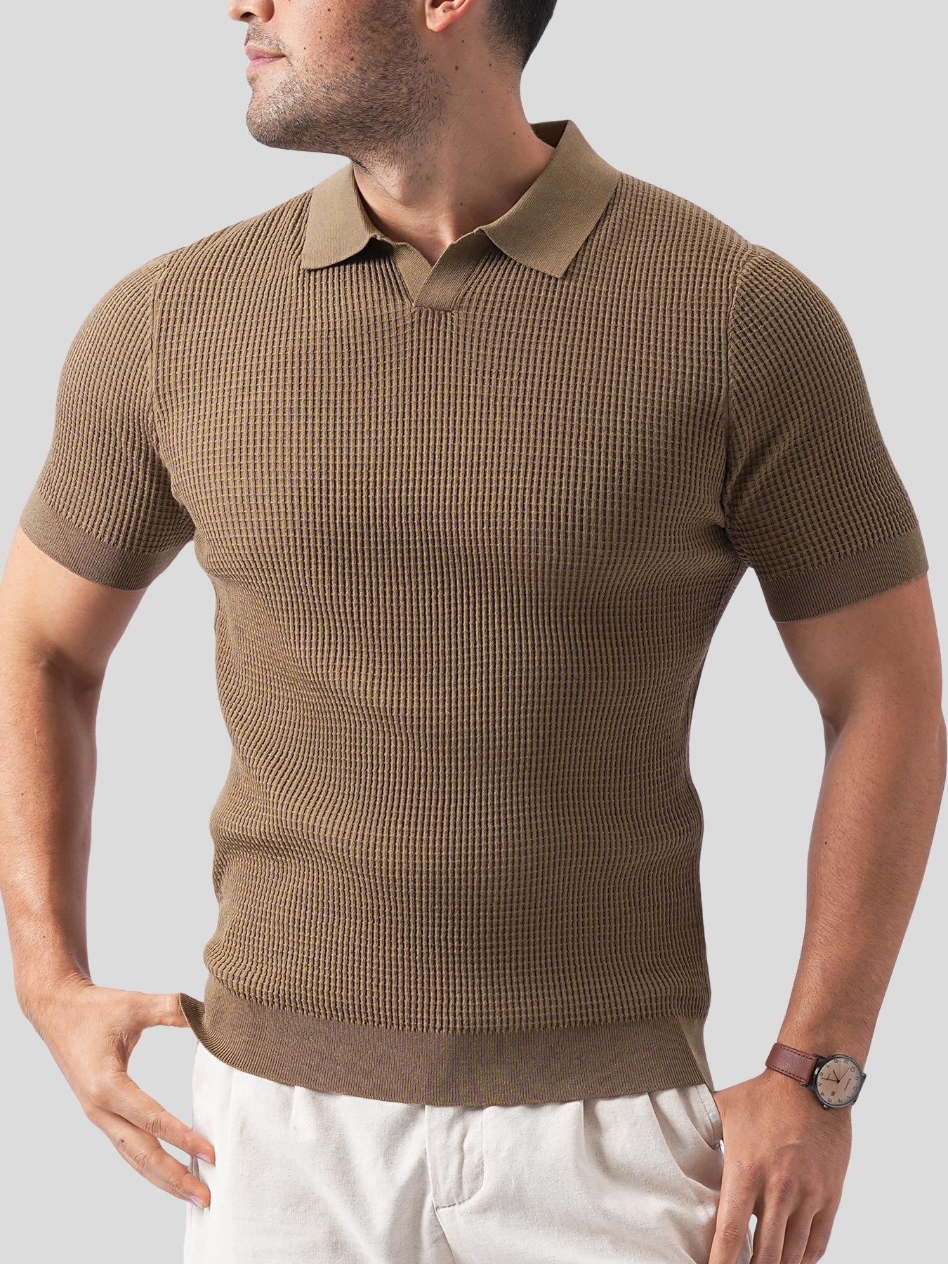 FlexKnit Active Knitted Buttonless Polo