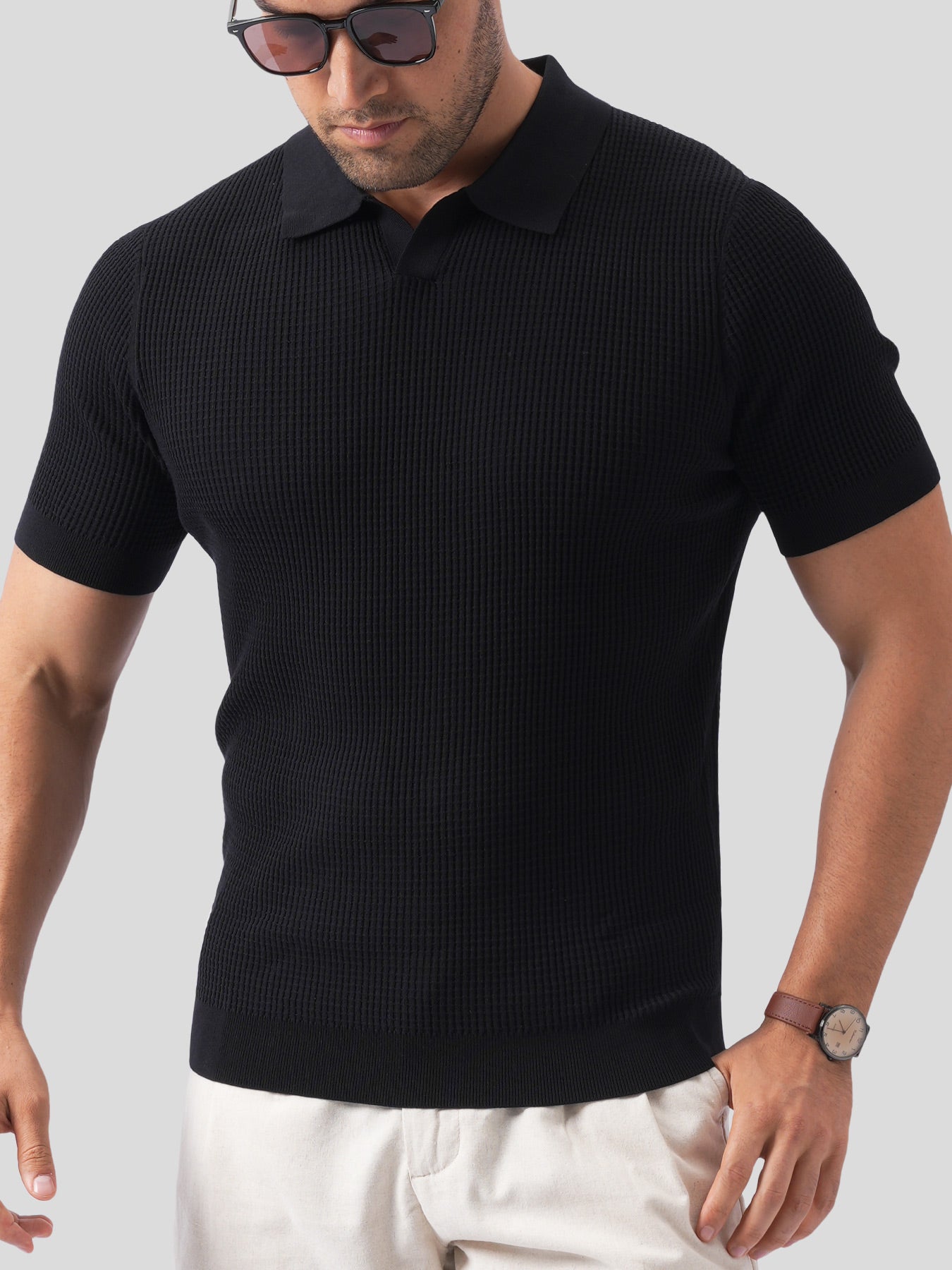 FlexKnit Active Knitted Buttonless Polo