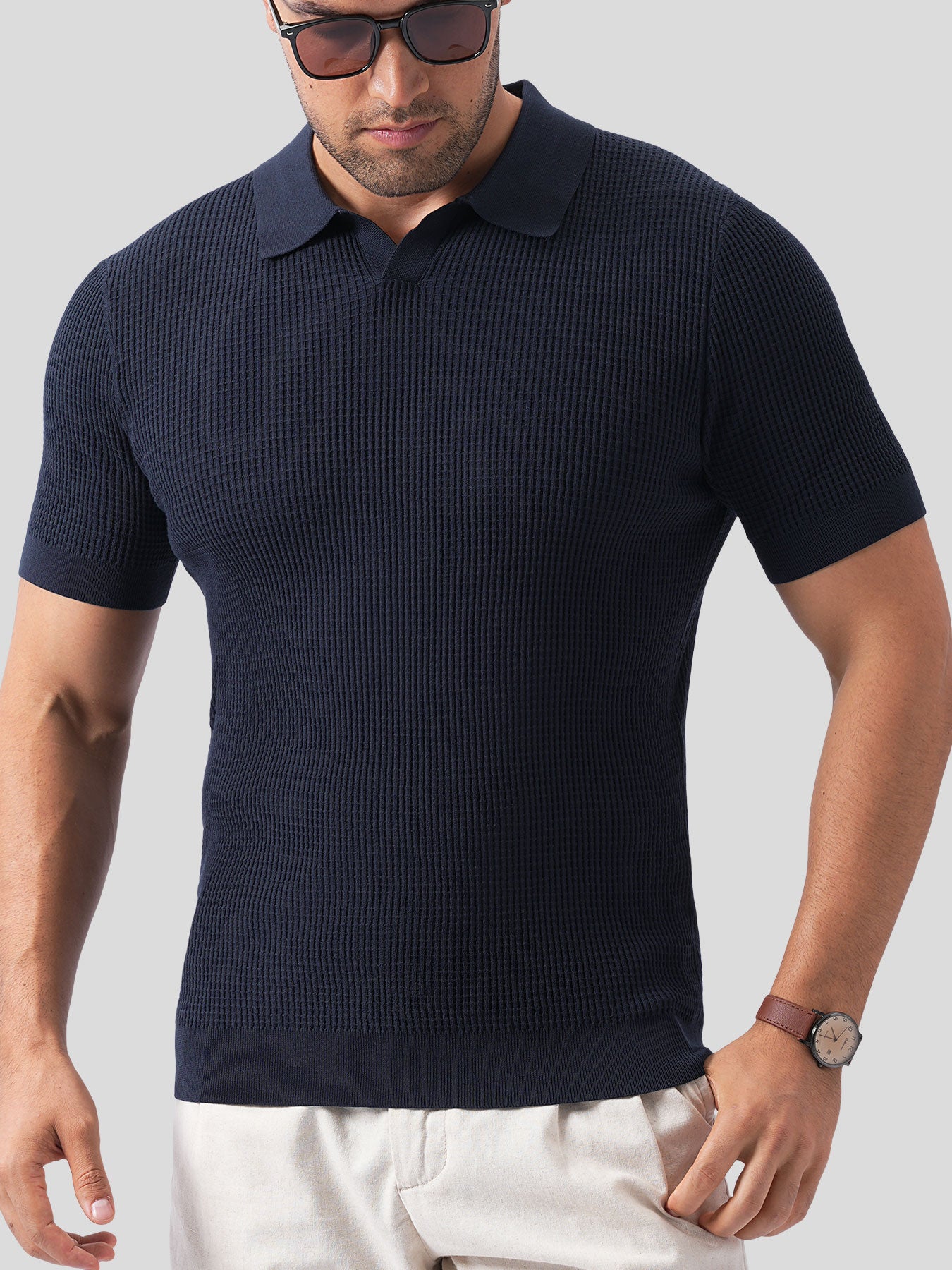 FlexKnit Active Knitted Buttonless Polo