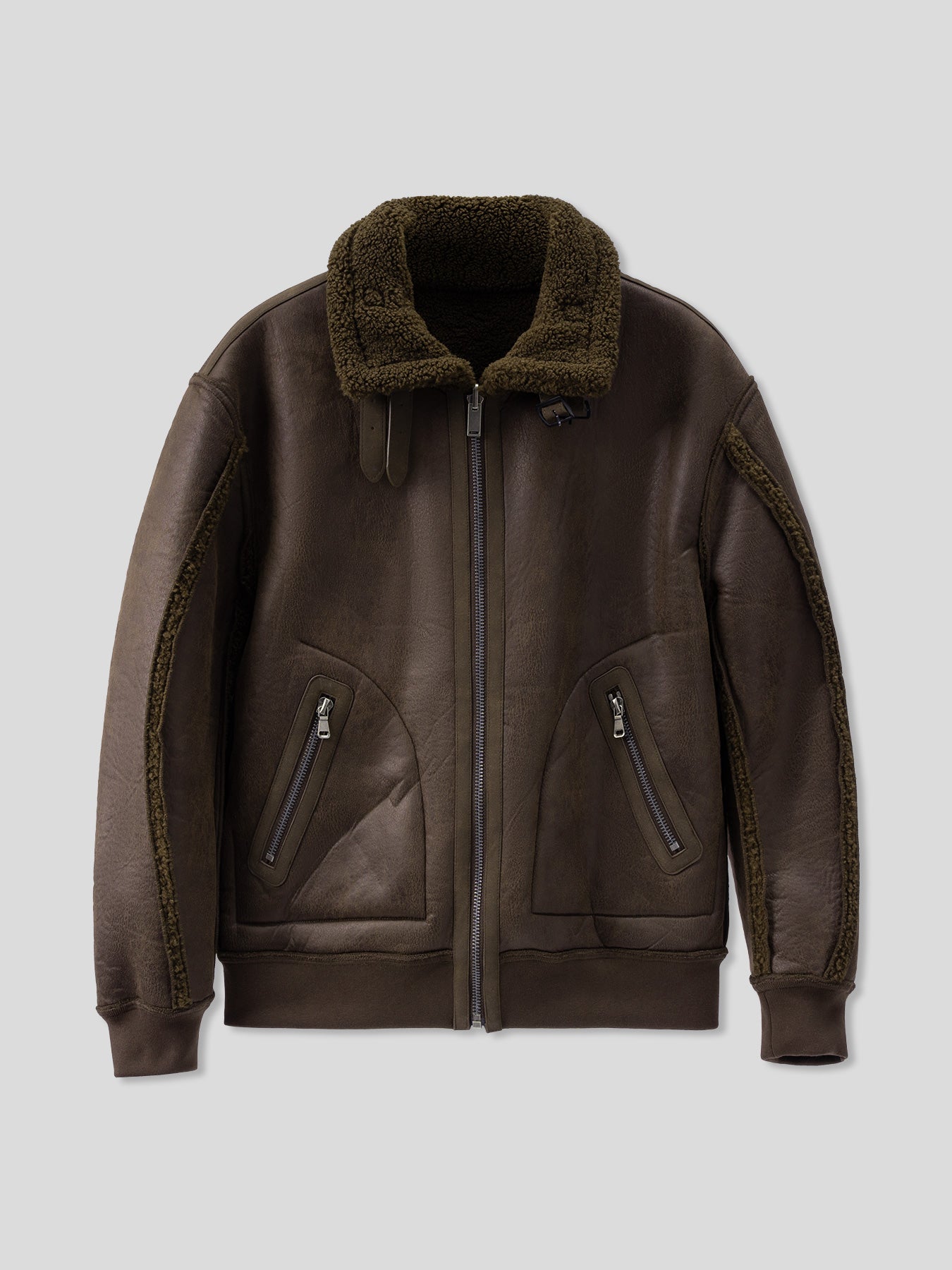 Reversible Faux Shearling Zip Up Windproof High Collar Jacket