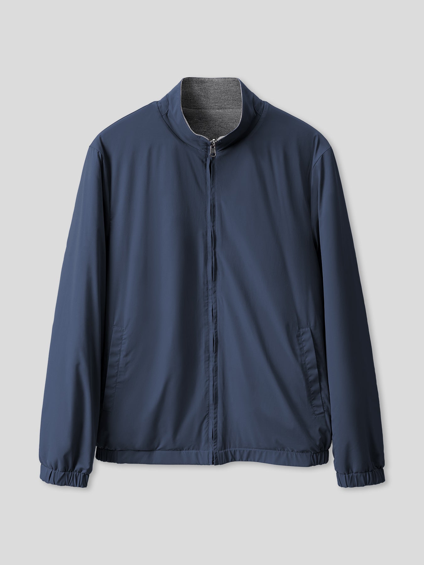 Reversible Windproof Half High Collar Zip Jacket