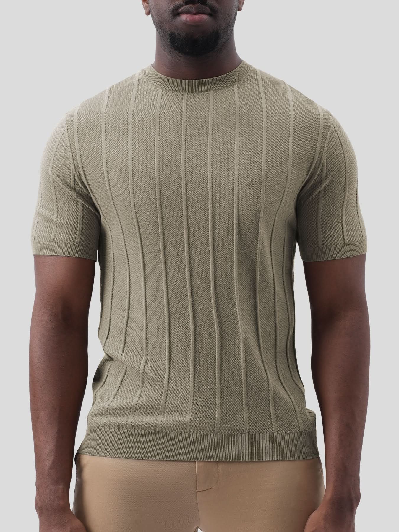 GentleKnit Breathable Striped Short Sleeve Knitted T-Shirt