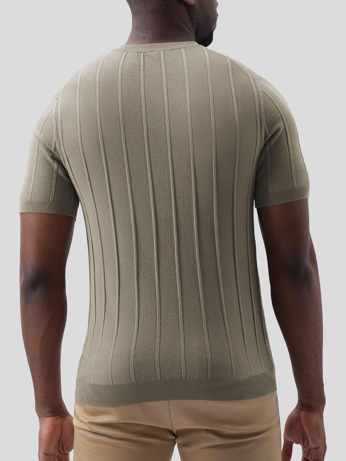 GentleKnit Breathable Striped Short Sleeve Knitted T-Shirt