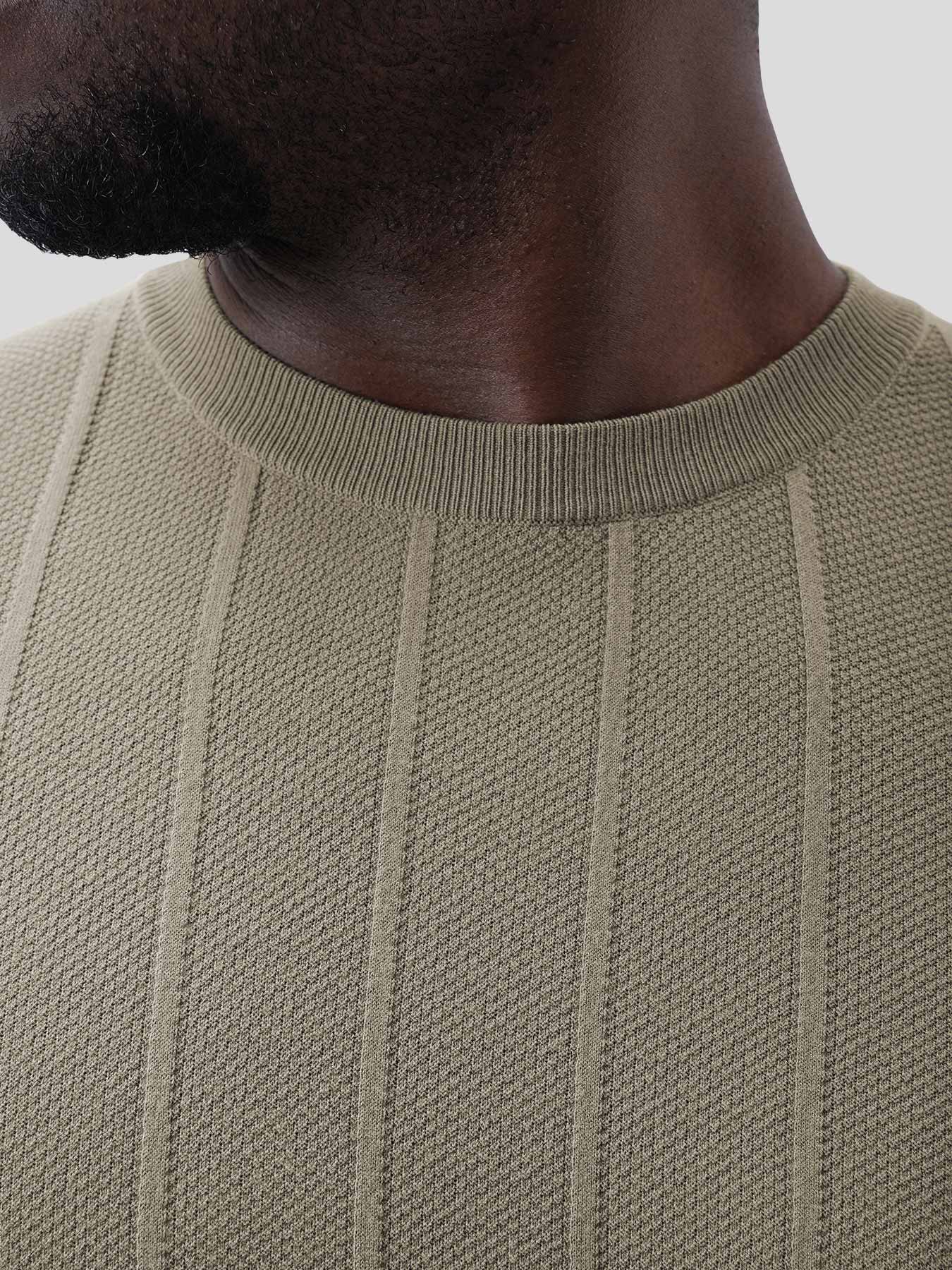 GentleKnit Breathable Striped Short Sleeve Knitted T-Shirt