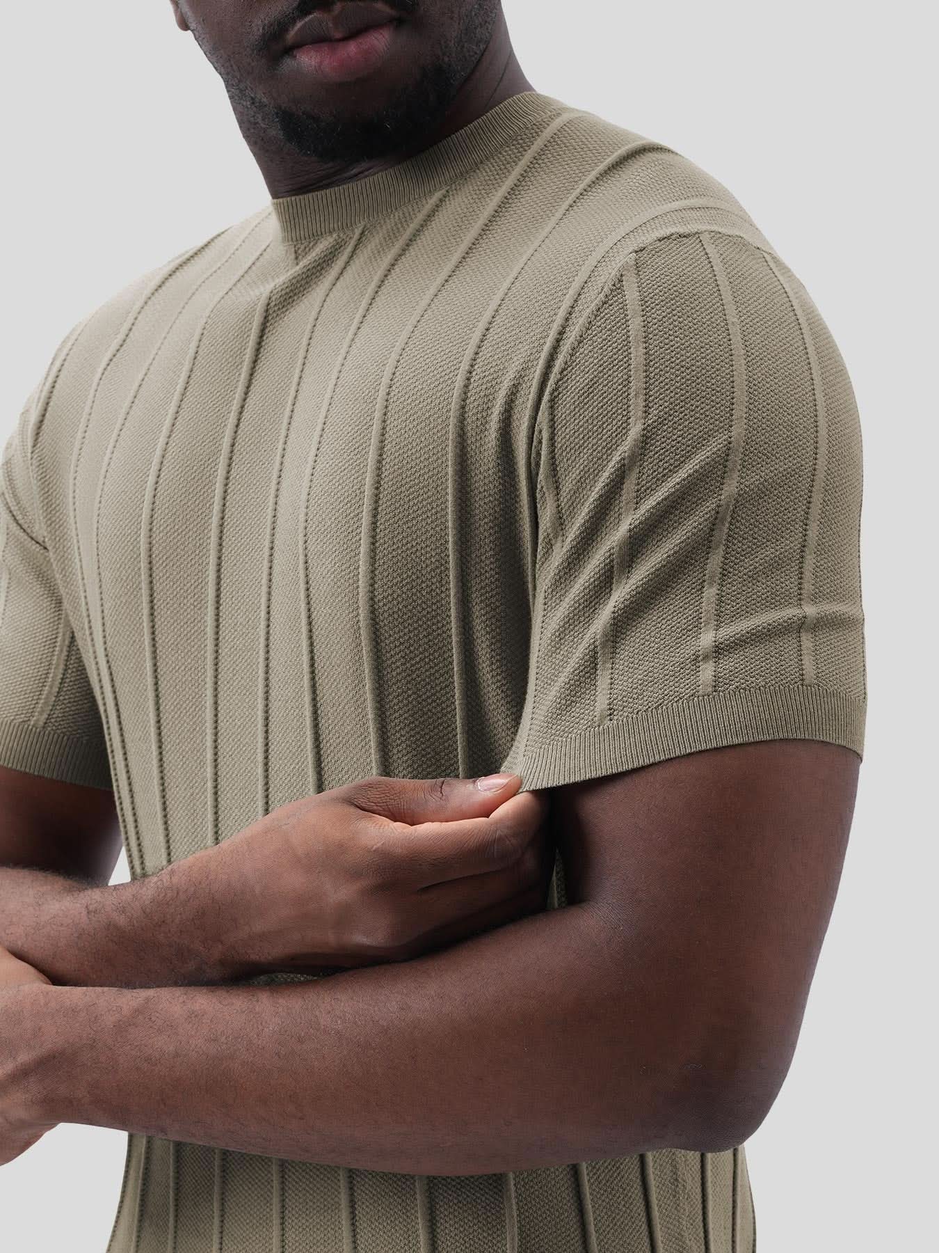 GentleKnit Breathable Striped Short Sleeve Knitted T-Shirt