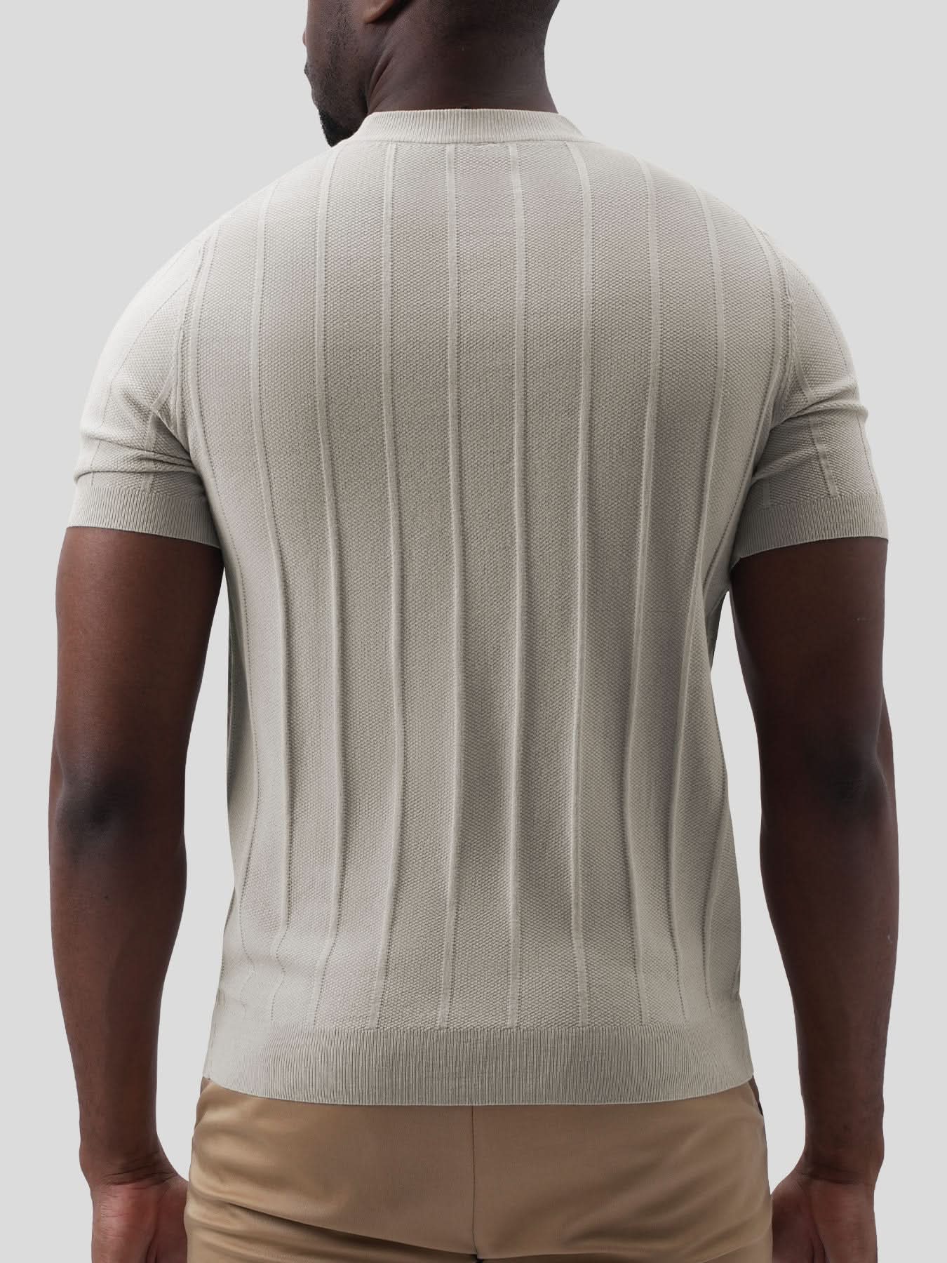 GentleKnit Breathable Striped Short Sleeve Knitted T-Shirt