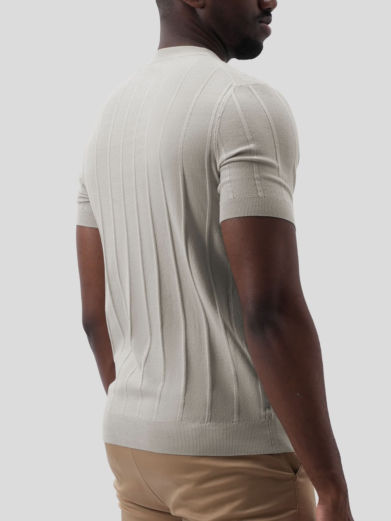 GentleKnit Breathable Striped Short Sleeve Knitted T-Shirt