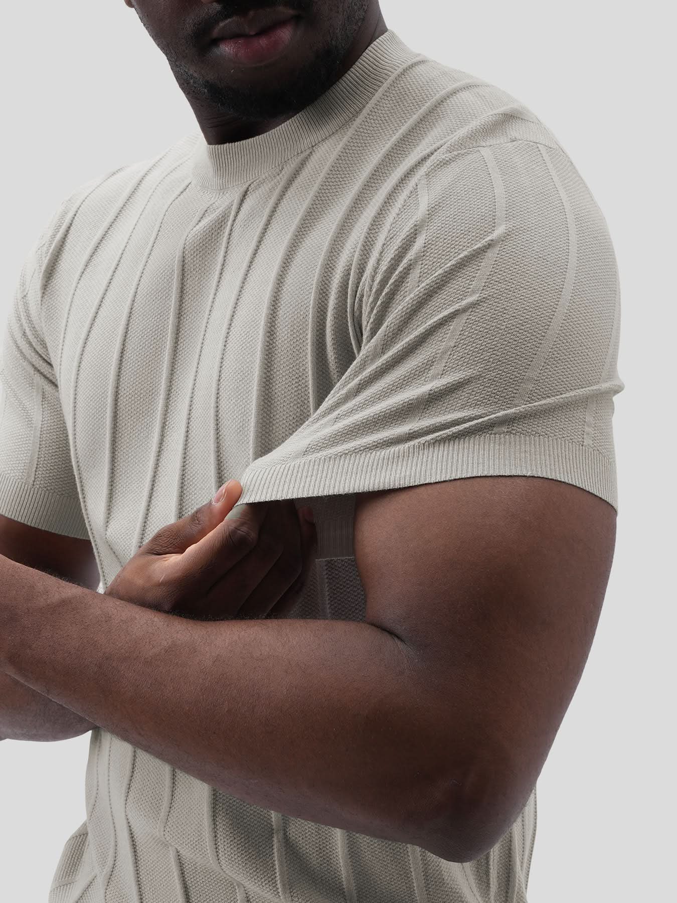 GentleKnit Breathable Striped Short Sleeve Knitted T-Shirt